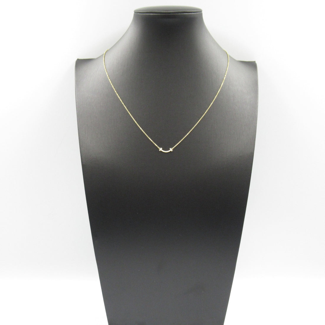 Tiffany & Co K18 Yellow Gold Diamond T Smile Necklace