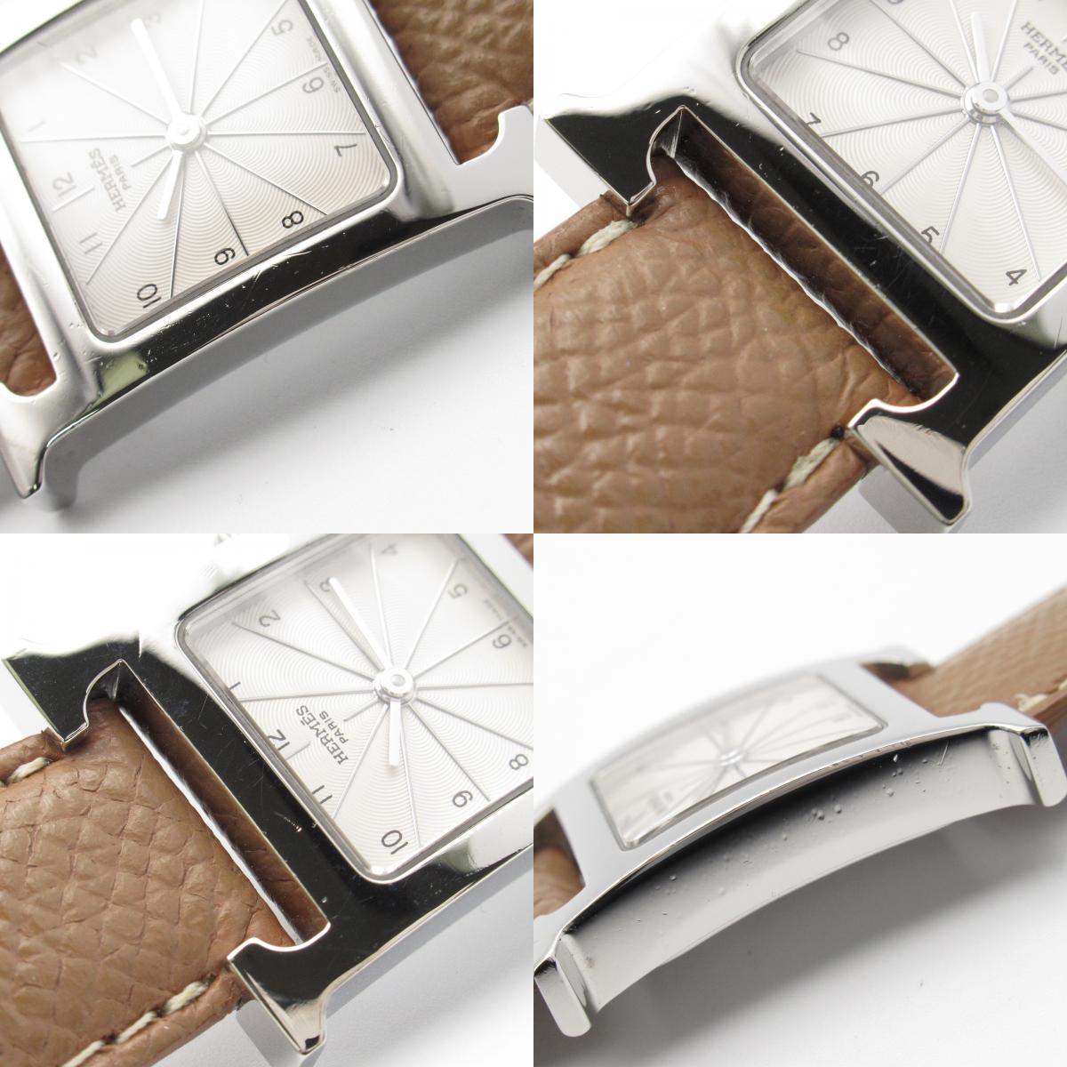 Hermes H Watch Stainless Steel Leather Quartz Watch