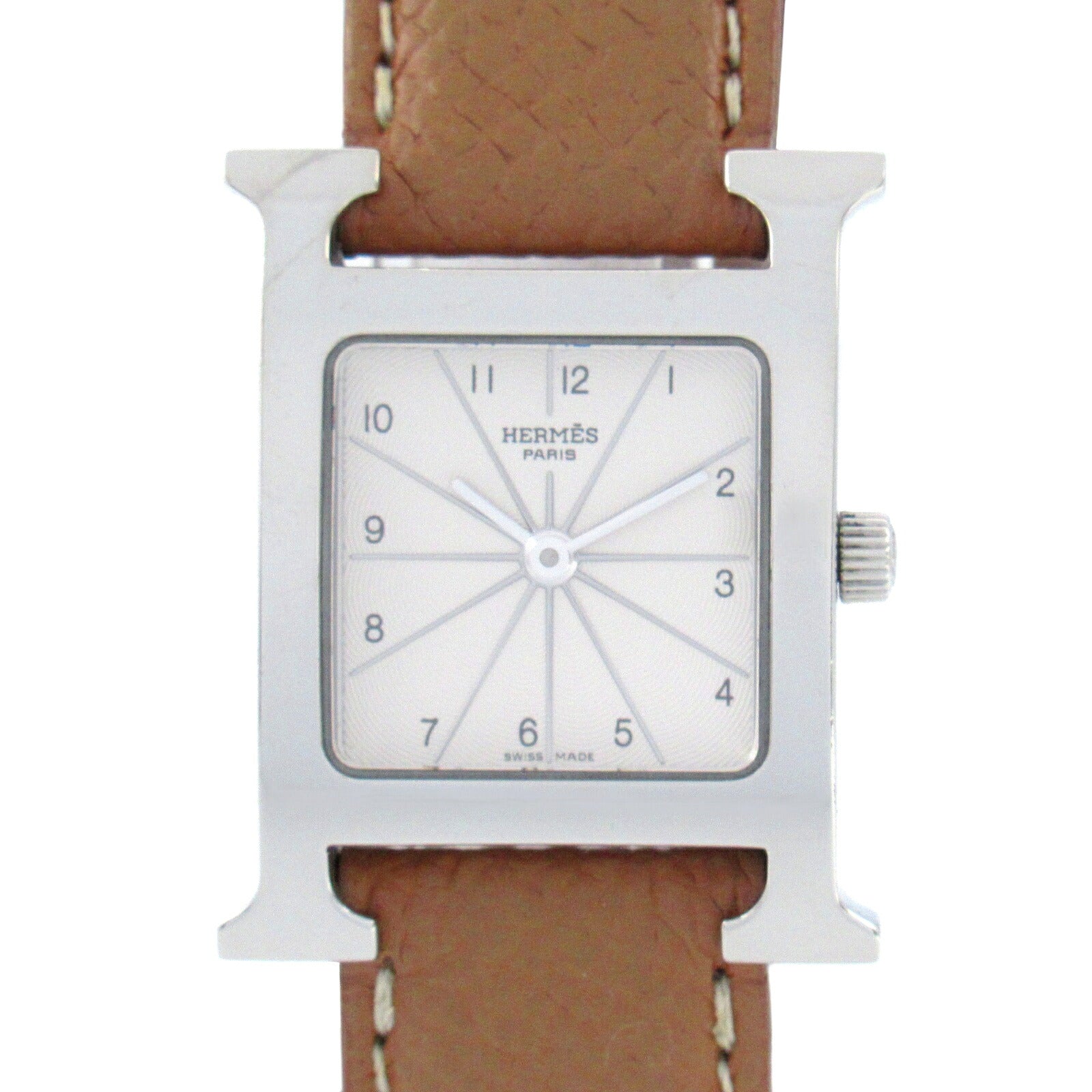 Hermes H Watch Stainless Steel Leather Quartz Watch