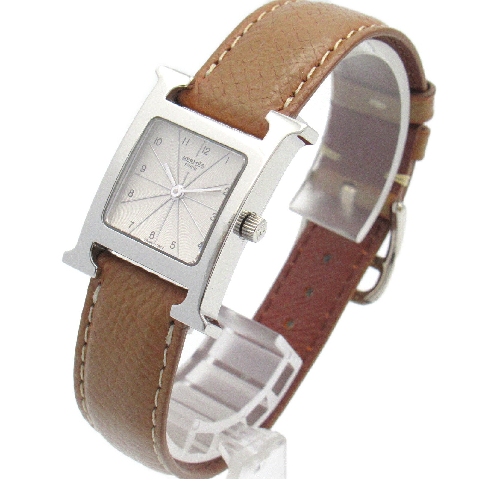 Hermes H Watch Stainless Steel Leather Quartz Watch