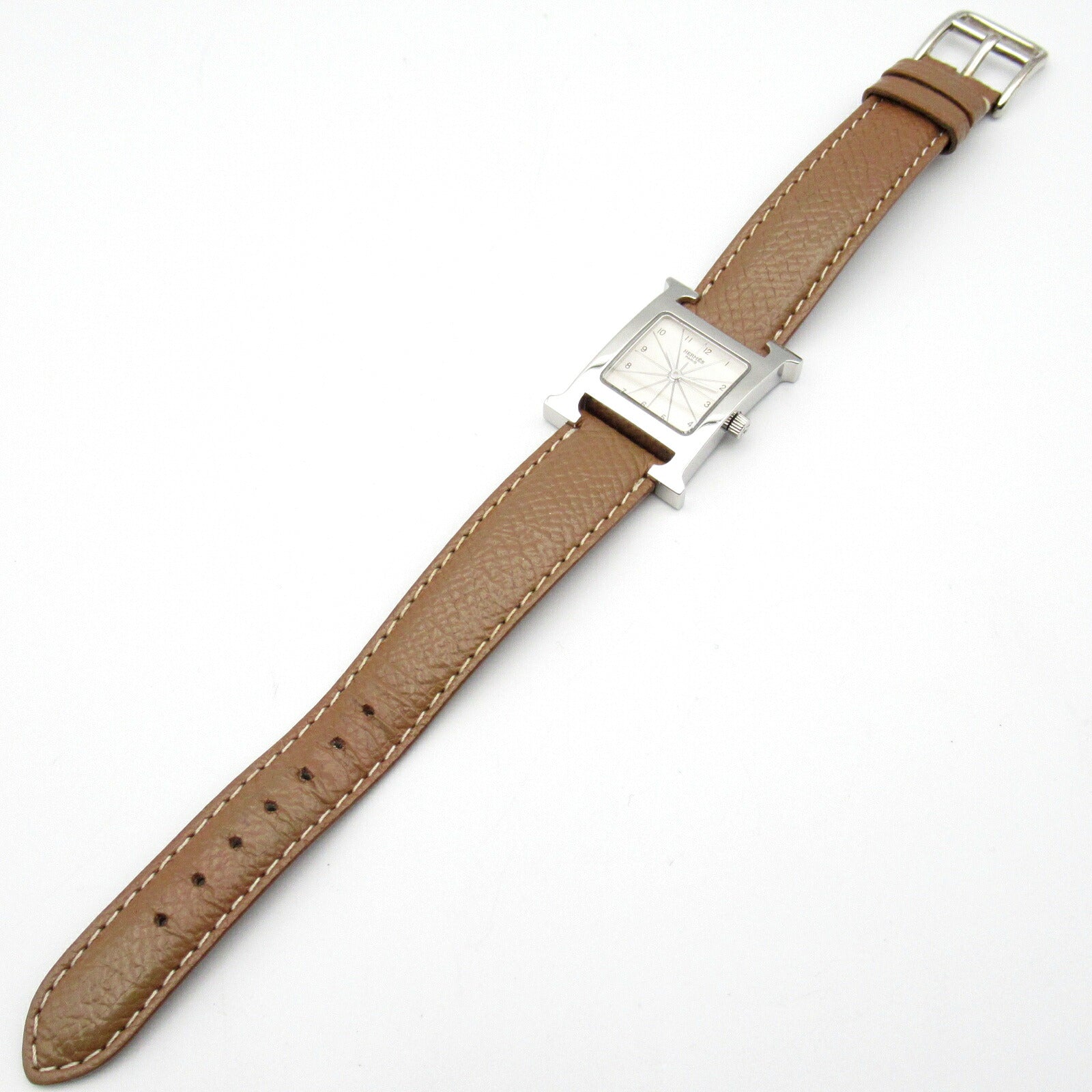 Hermes H Watch Stainless Steel Leather Quartz Watch