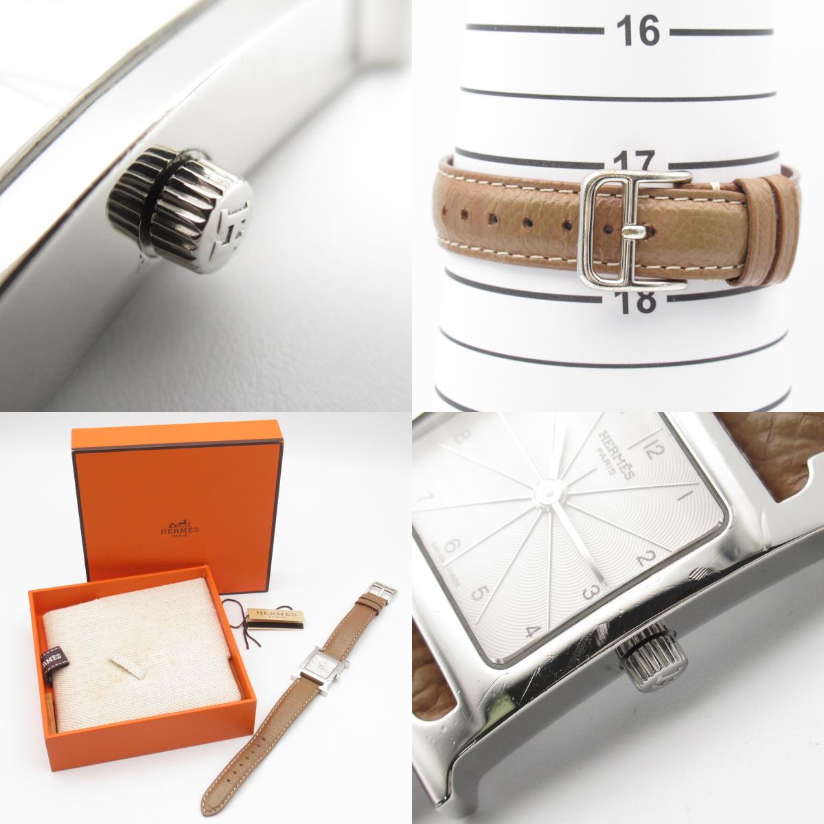 Hermes H Watch Stainless Steel Leather Quartz Watch