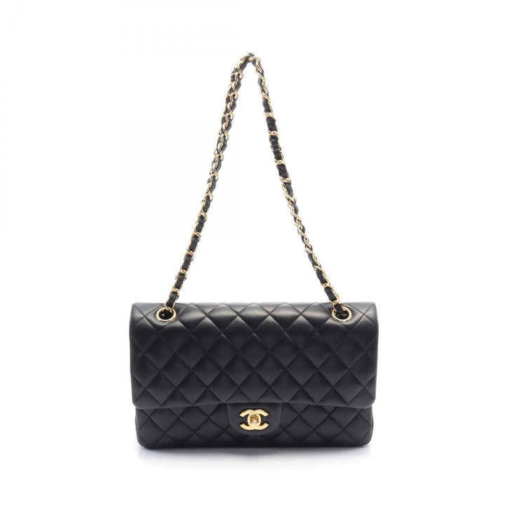 Chanel Matelasse W Flap Shoulder Bag Black