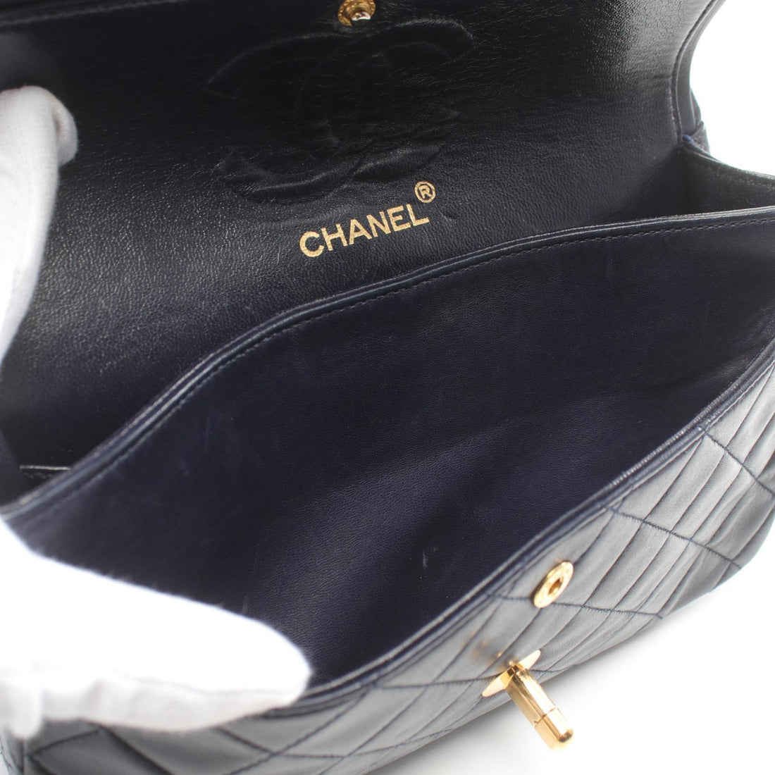 Chanel Lambskin Matelasse W Flap Shoulder Bag