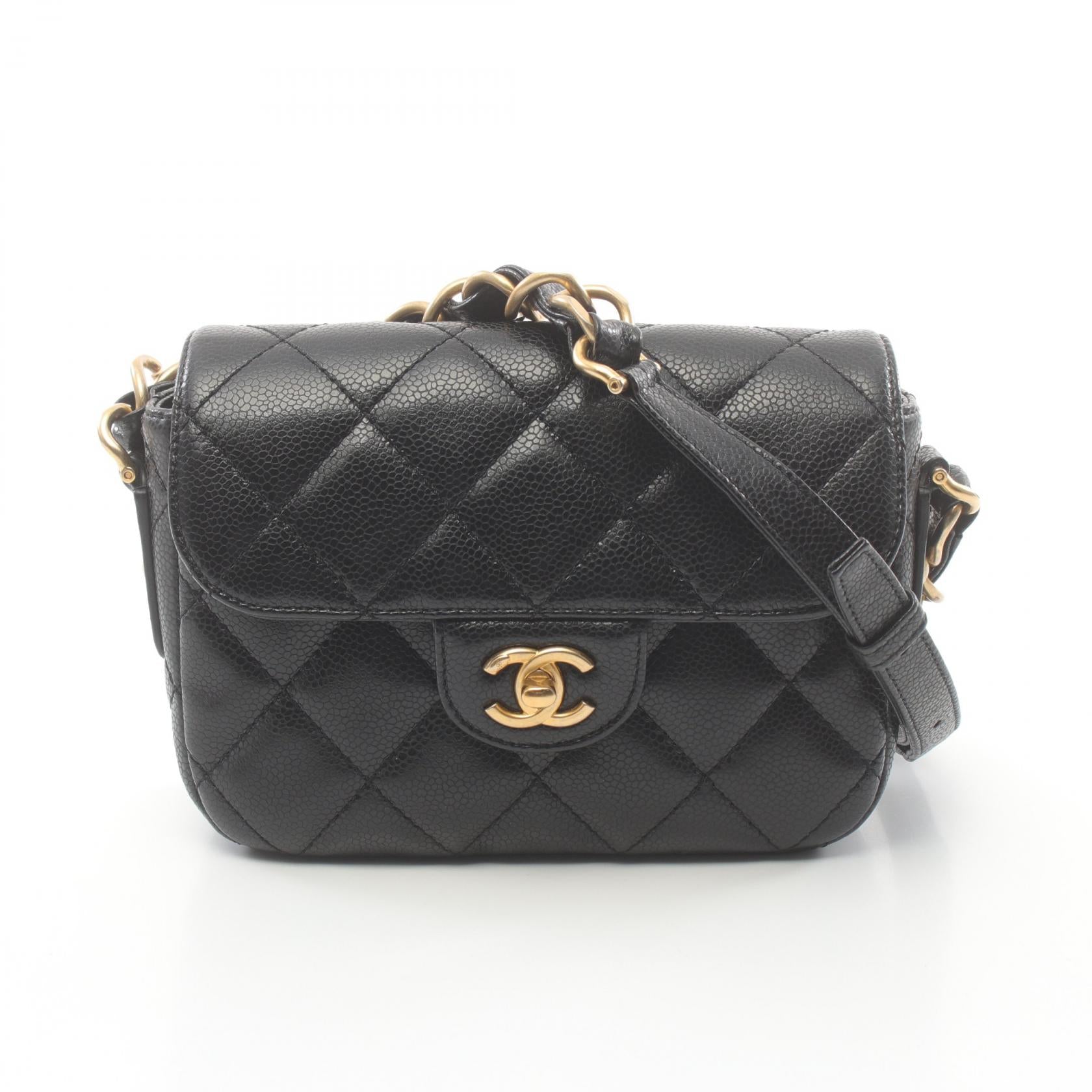 Chanel Mini Matelasse Caviar Shoulder Bag Black