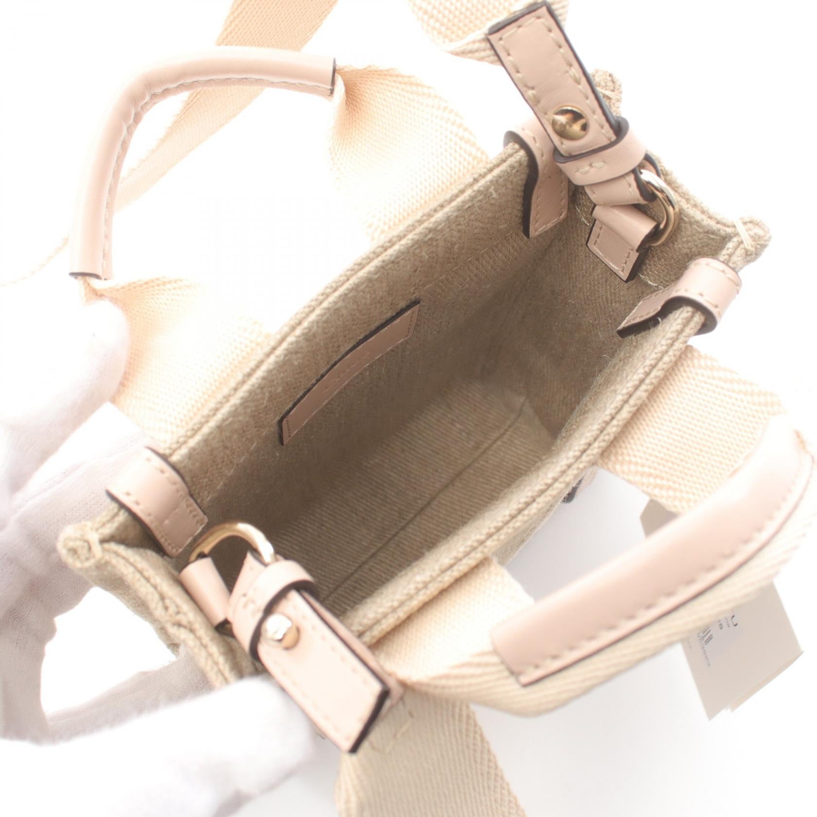 Chloe Woody Mini Tote Bag Canvas Leather