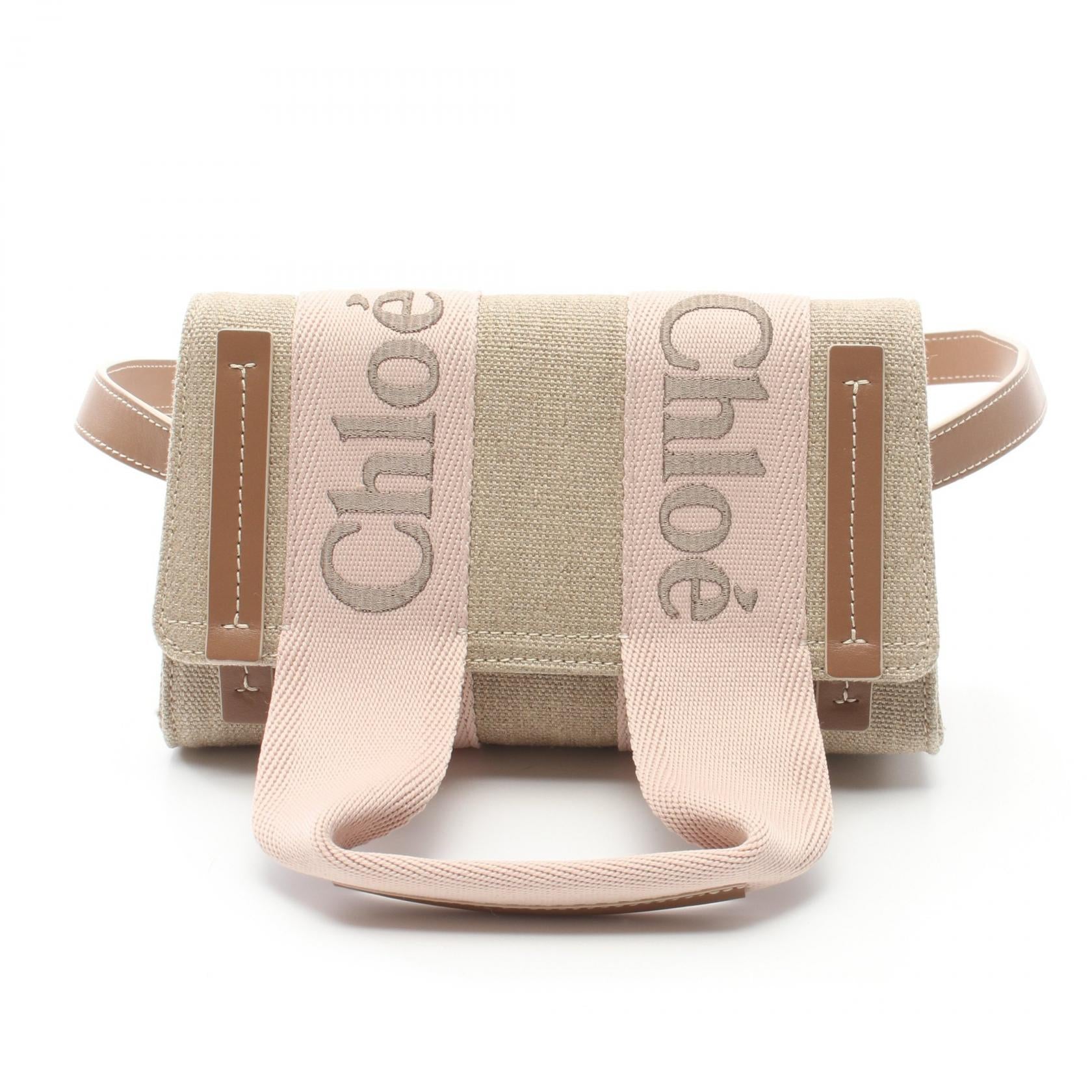 Chloe Woody Canvas Leather Shoulder Bag