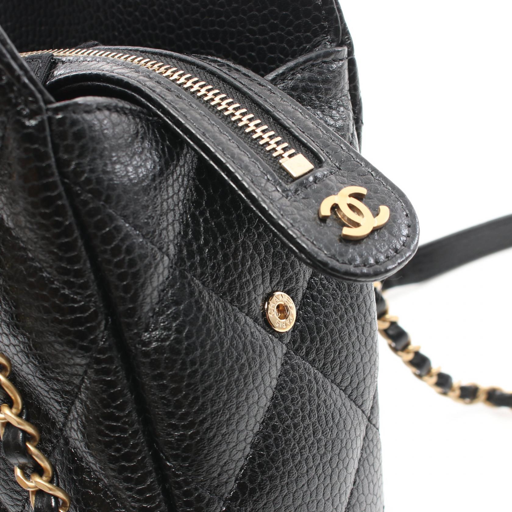 Chanel Leather Bowling Shoulder Bag Black