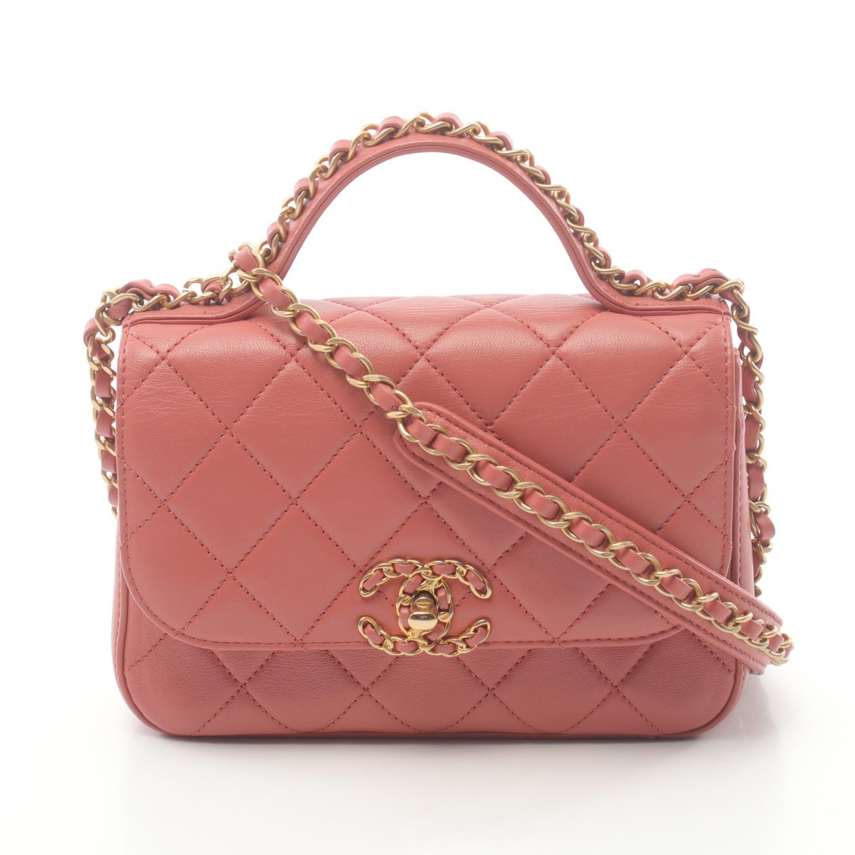 Chanel 19 Lambskin Shoulder Bag Pink