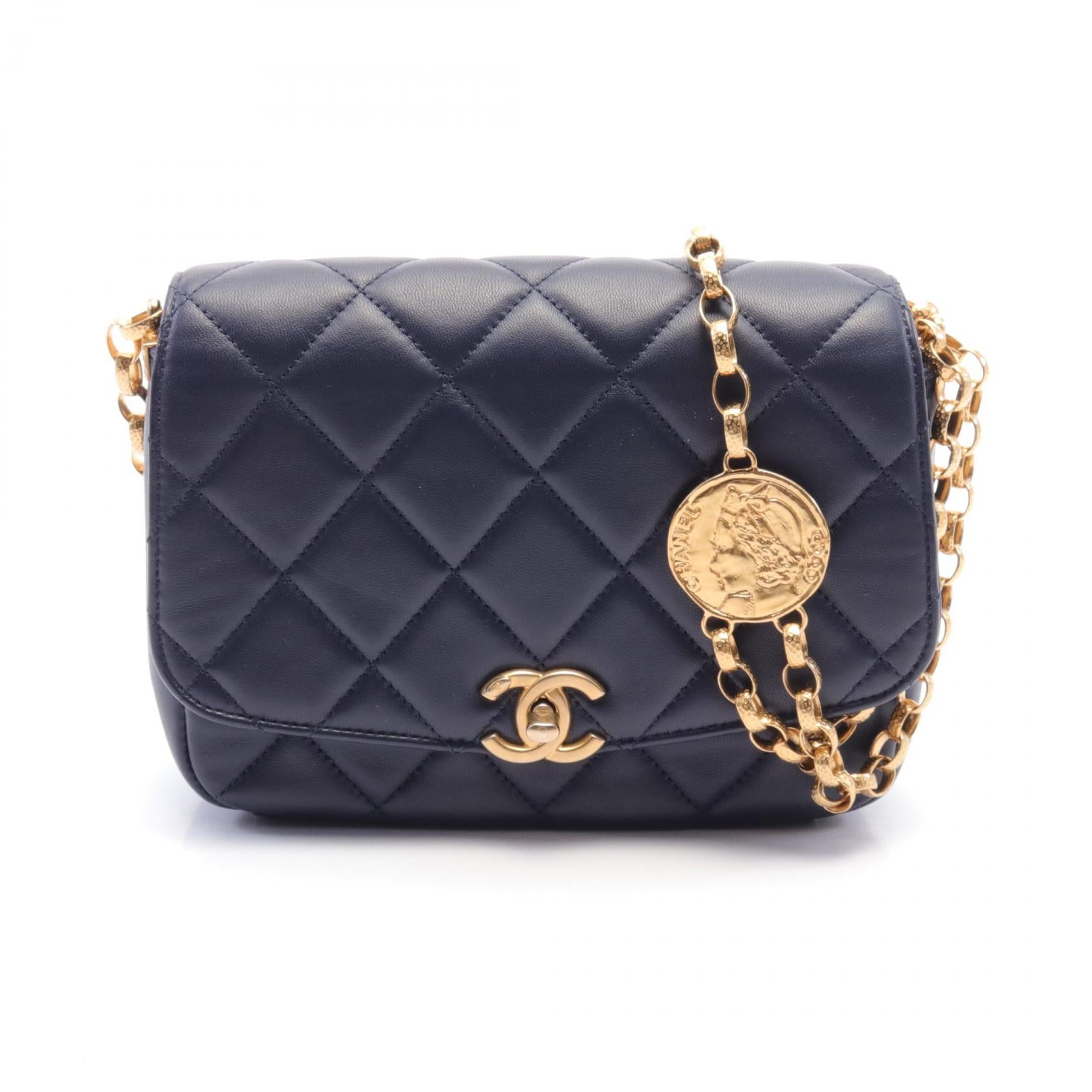 Chanel Matelasse Coin Motif Leather Shoulder Bag