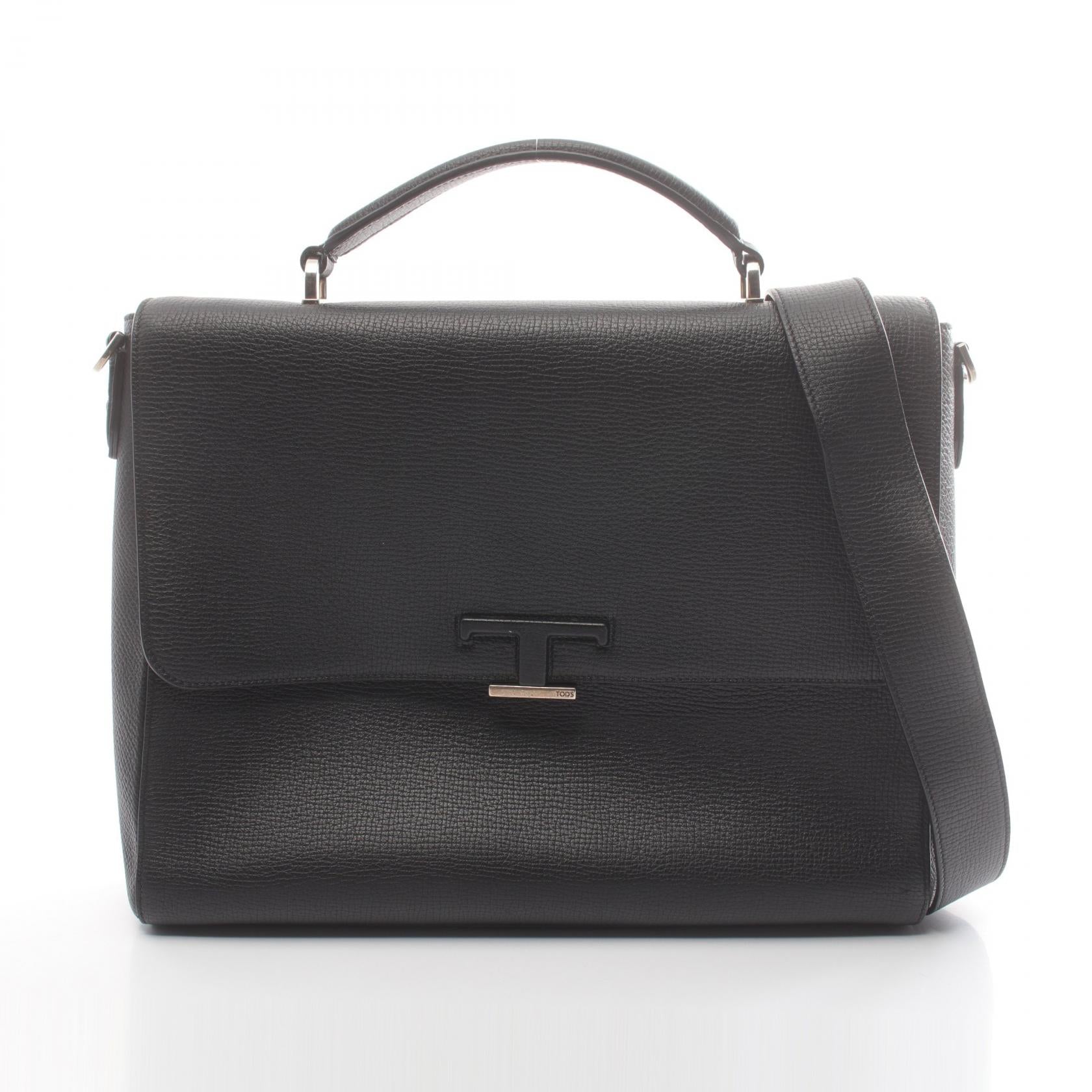 Tod's Leather T Timeless Briefcase Black