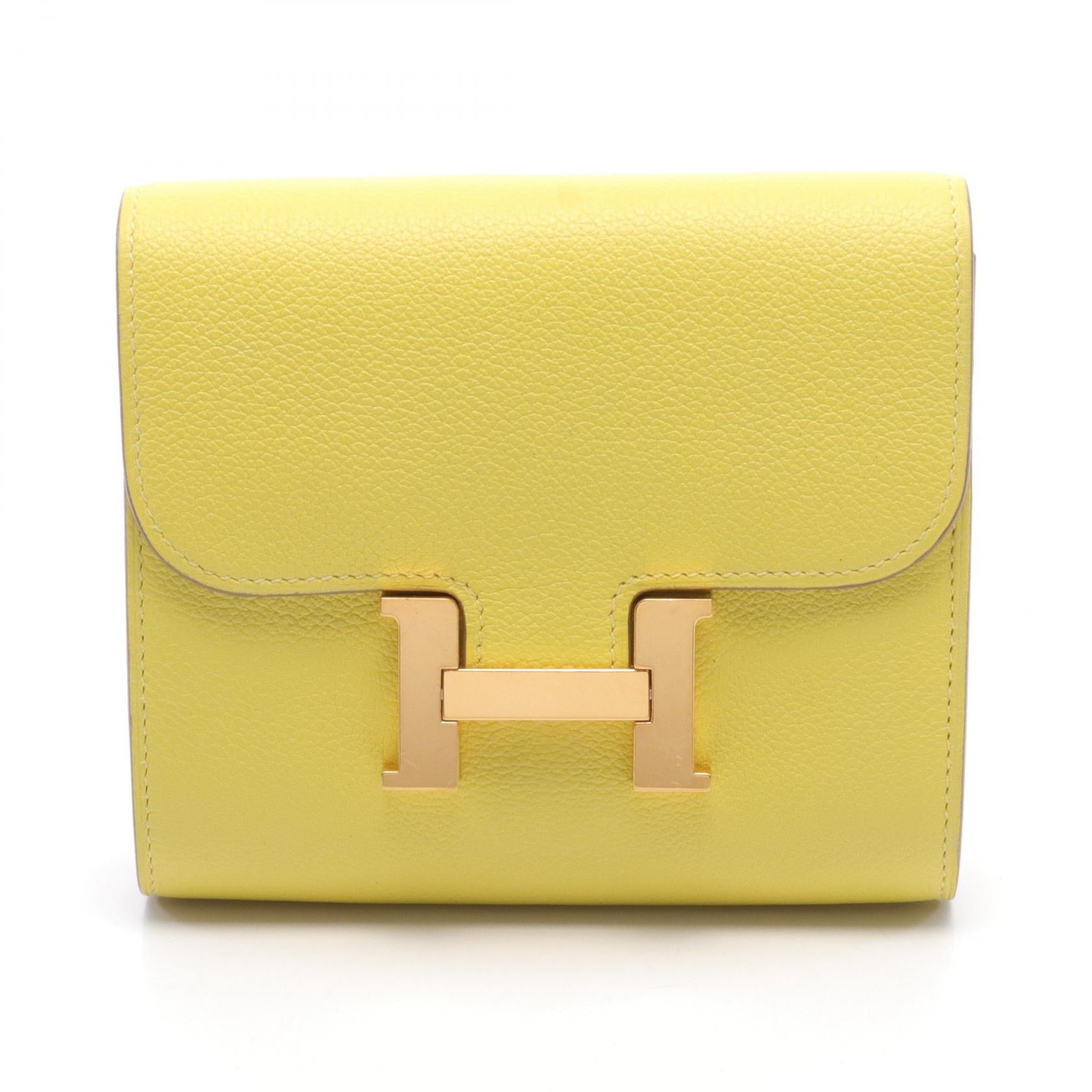 Hermes Constance Compact Bifold Wallet Yellow