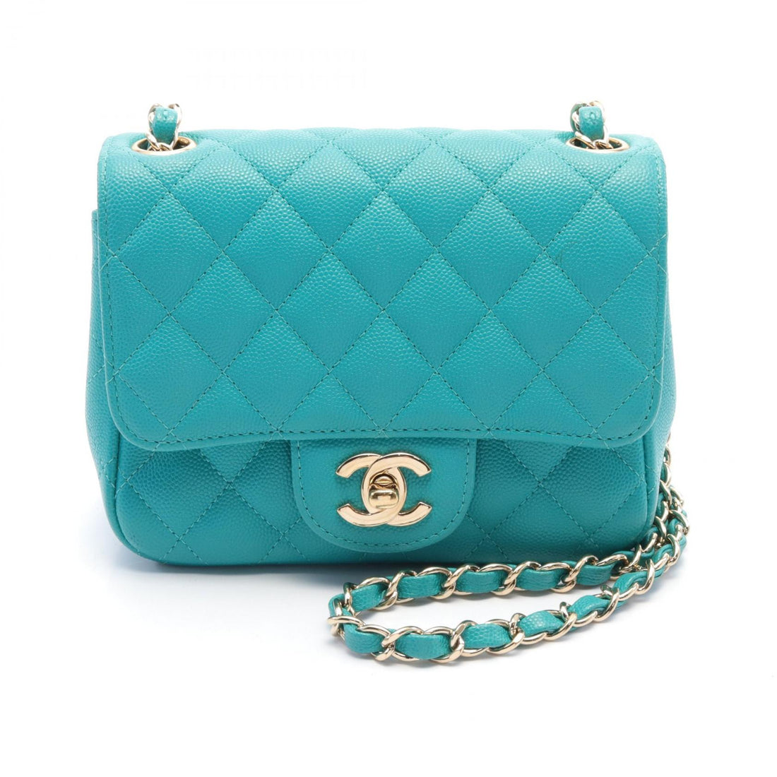 Chanel Mini Matelasse Shoulder Bag Caviar Skin Green