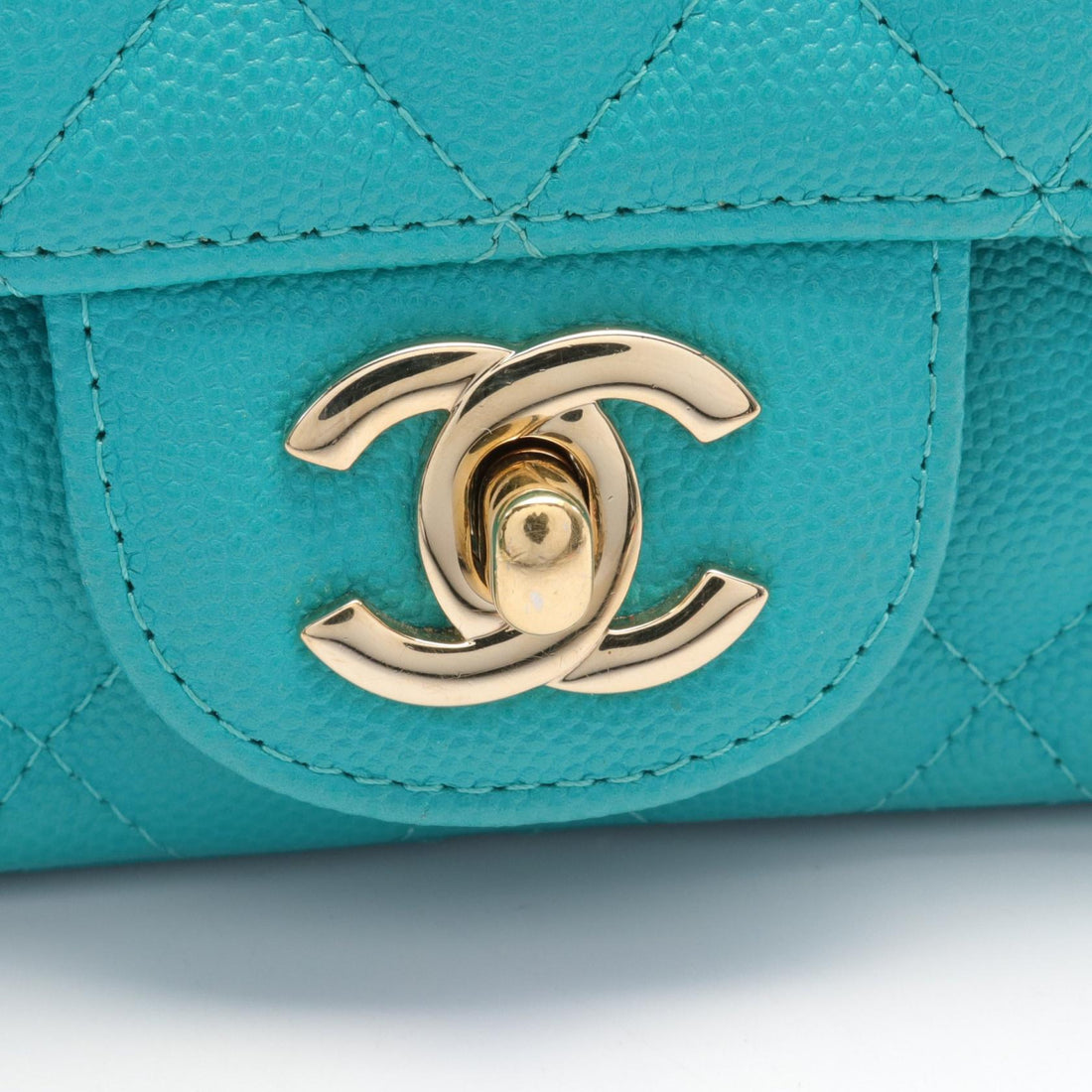 Chanel Mini Matelasse Shoulder Bag Caviar Skin Green