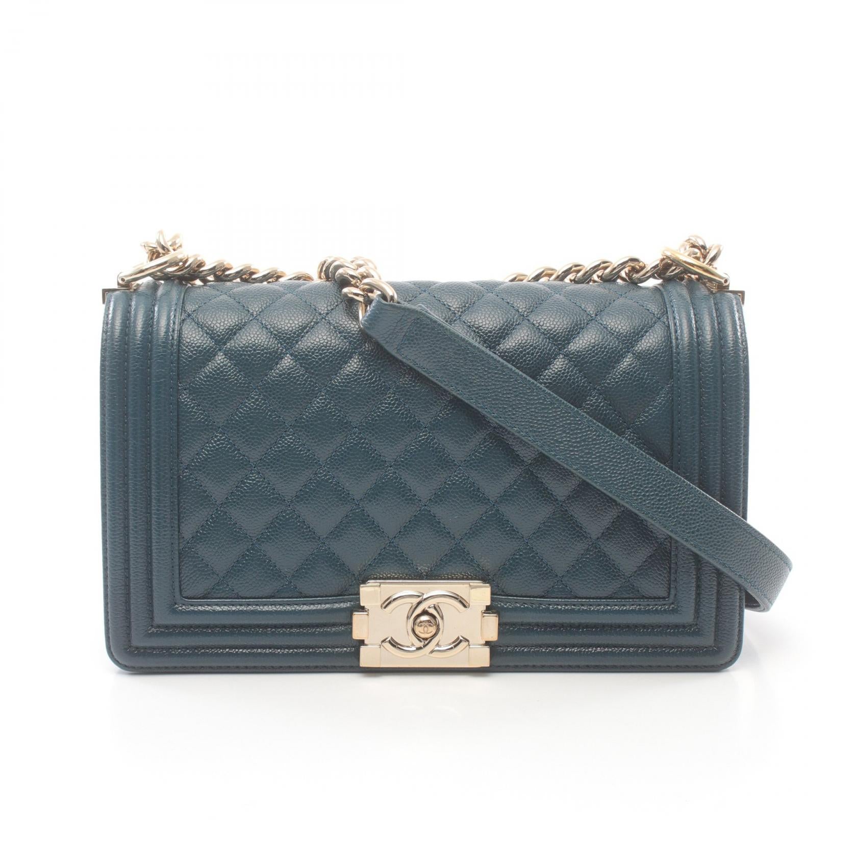 Chanel Boy Matelasse Shoulder Bag Green