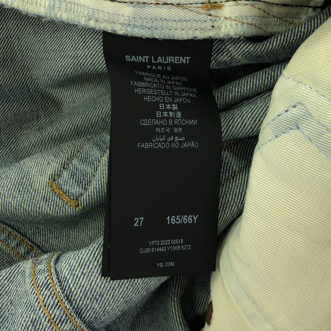 Saint Laurent Cotton Denim Pants Blue