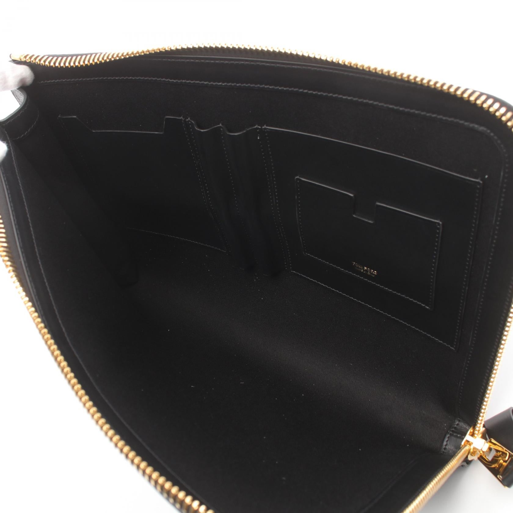 Tom Ford Leather Clutch Bag Black