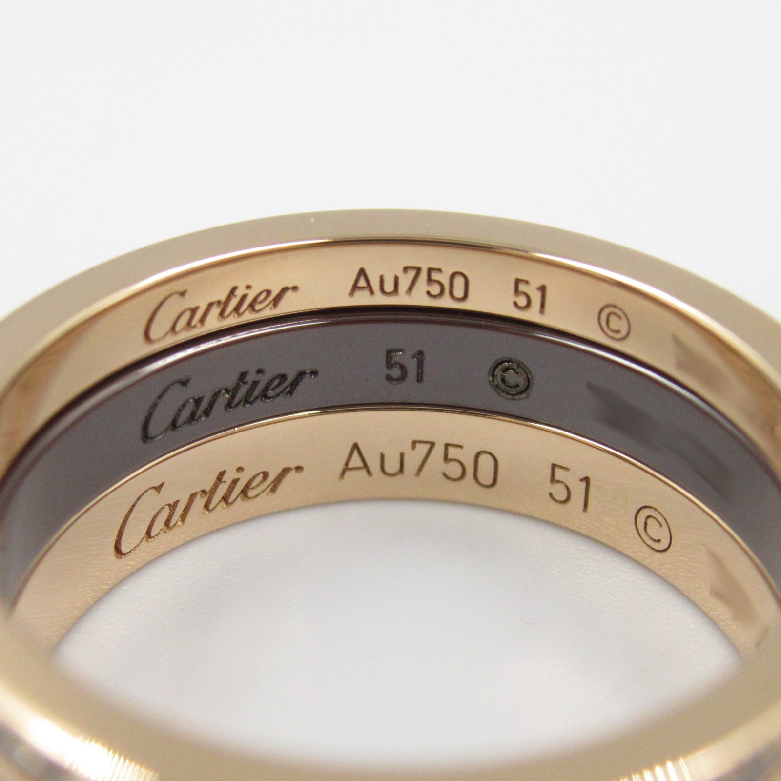 Cartier Love Three Hoop Ring K18PG Ceramic Diamond