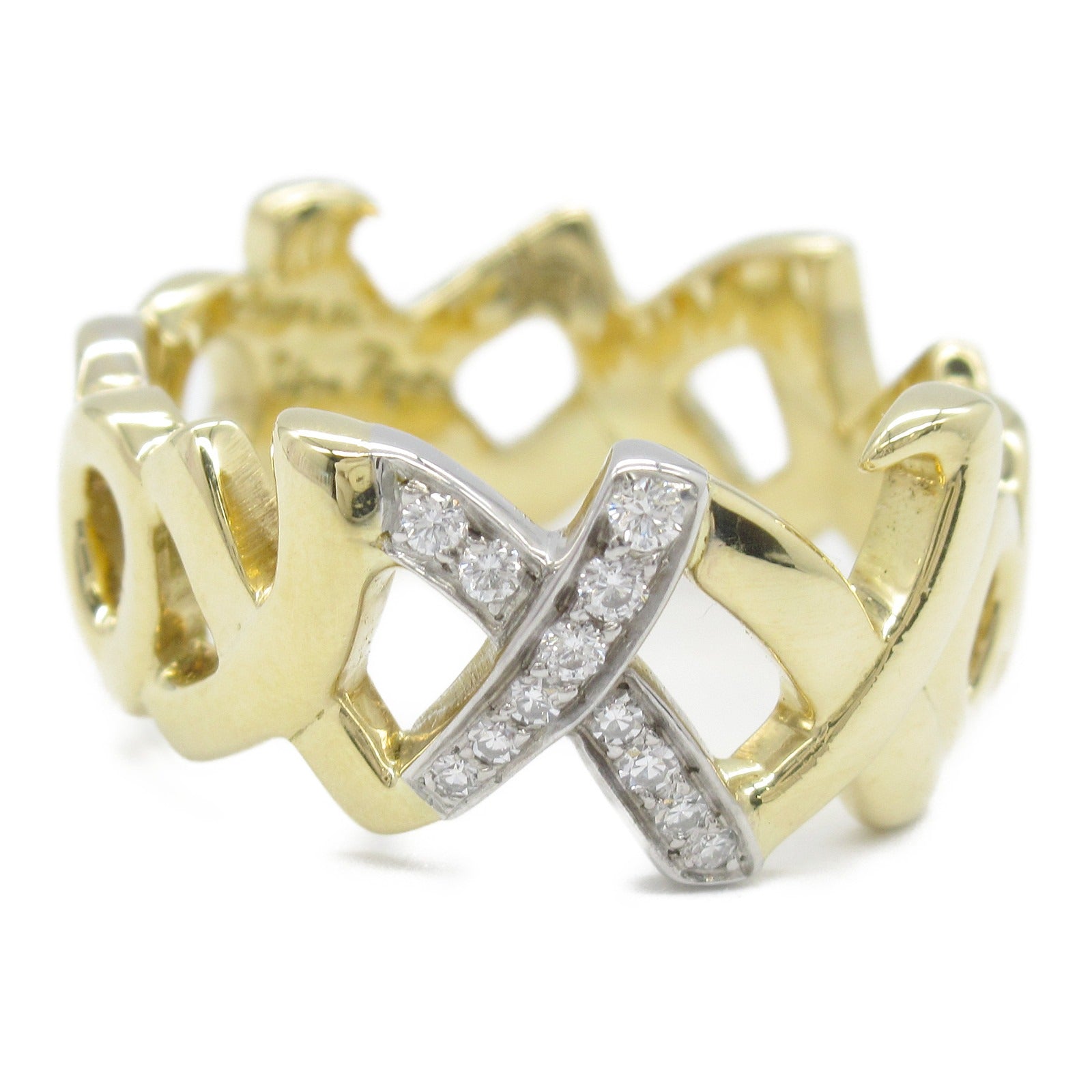 Tiffany & Co Love & Kiss Diamond Ring K18 Gold