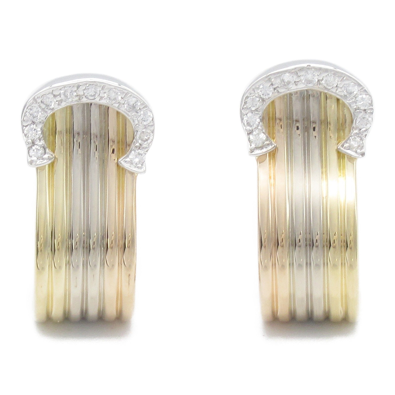 Cartier 2C Diamond Earrings K18 Gold