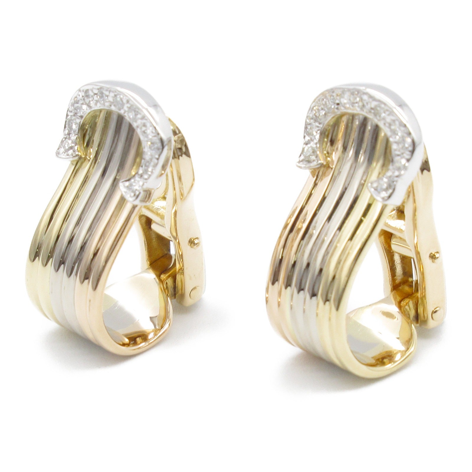 Cartier 2C Diamond Earrings K18 Gold