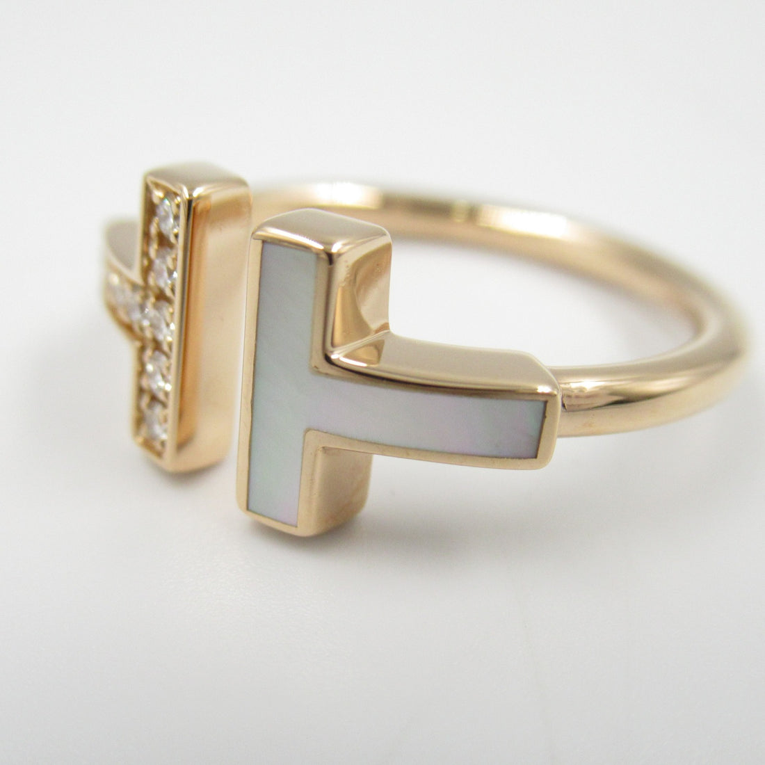 Tiffany & Co T Wire Diamond Mother of Pearl Ring