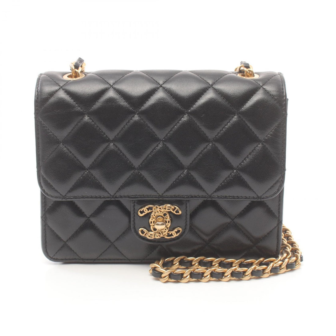 Chanel Leather Matelasse Shoulder Bag Black