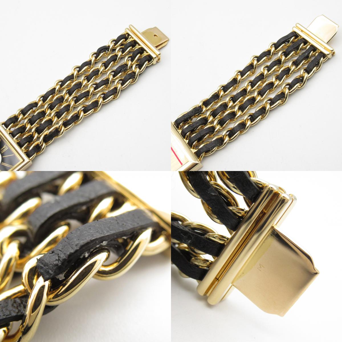 Chanel Mademoiselle M Watch Yellow Gold Leather