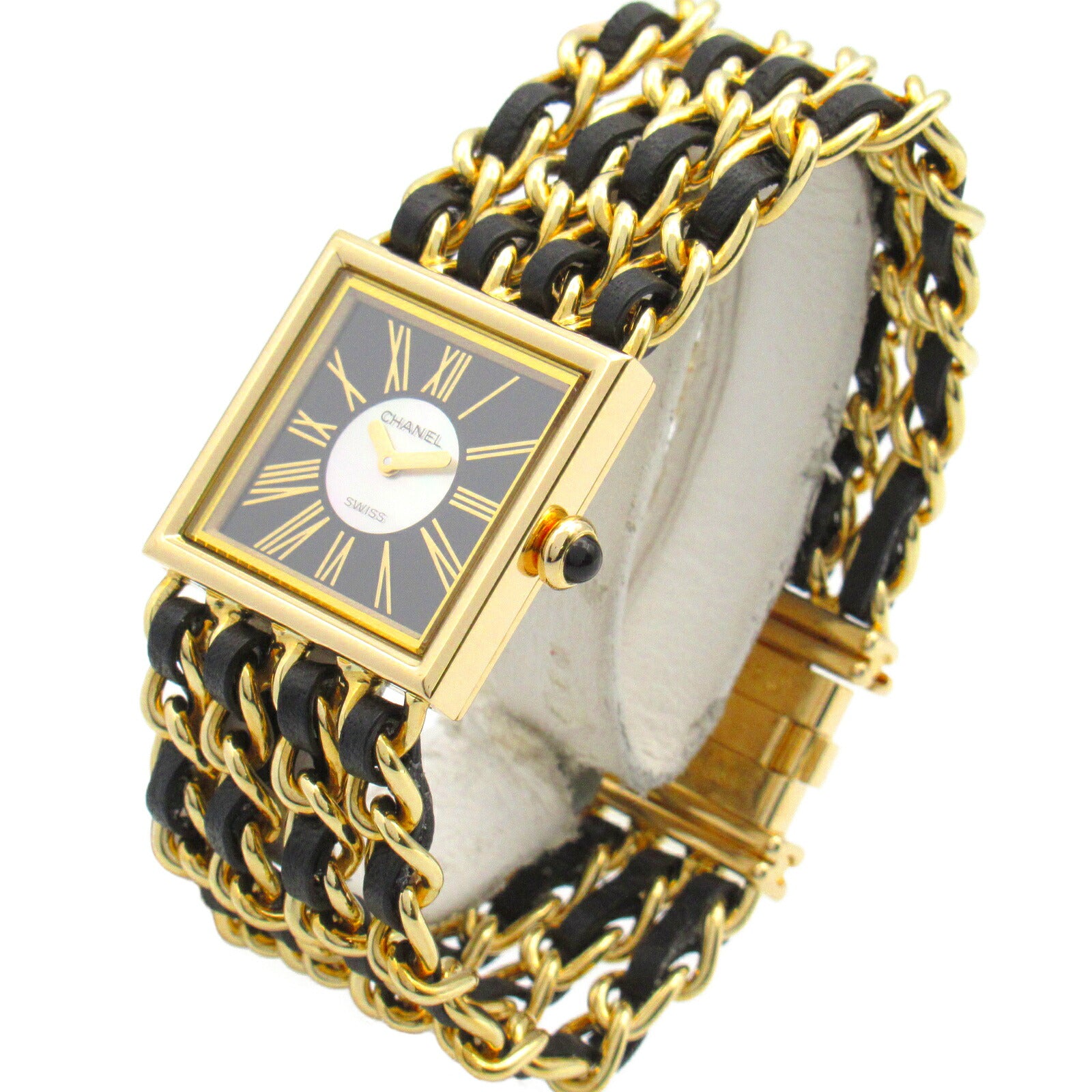 Chanel Mademoiselle M Watch Yellow Gold Leather