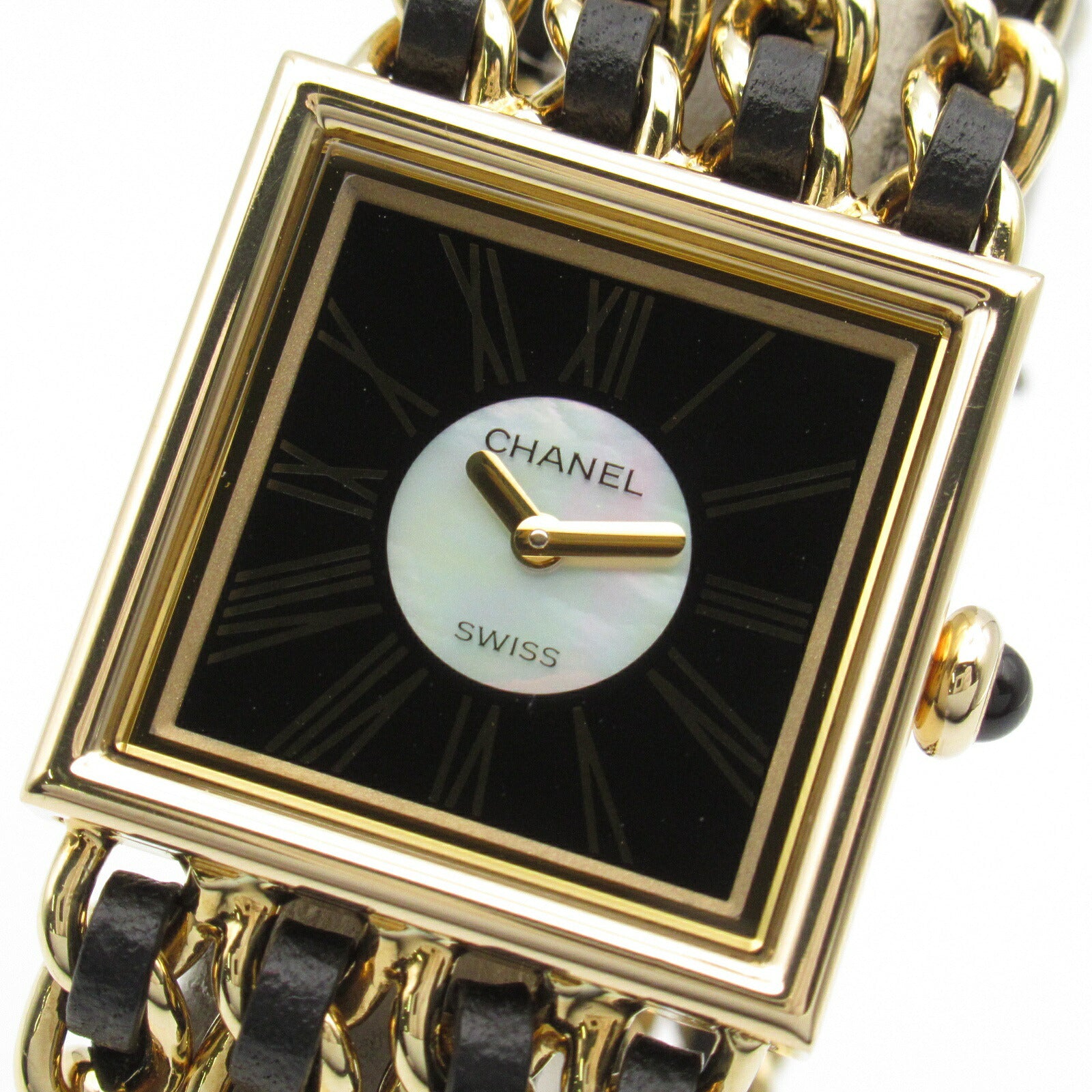 Chanel Mademoiselle M Watch Yellow Gold Leather