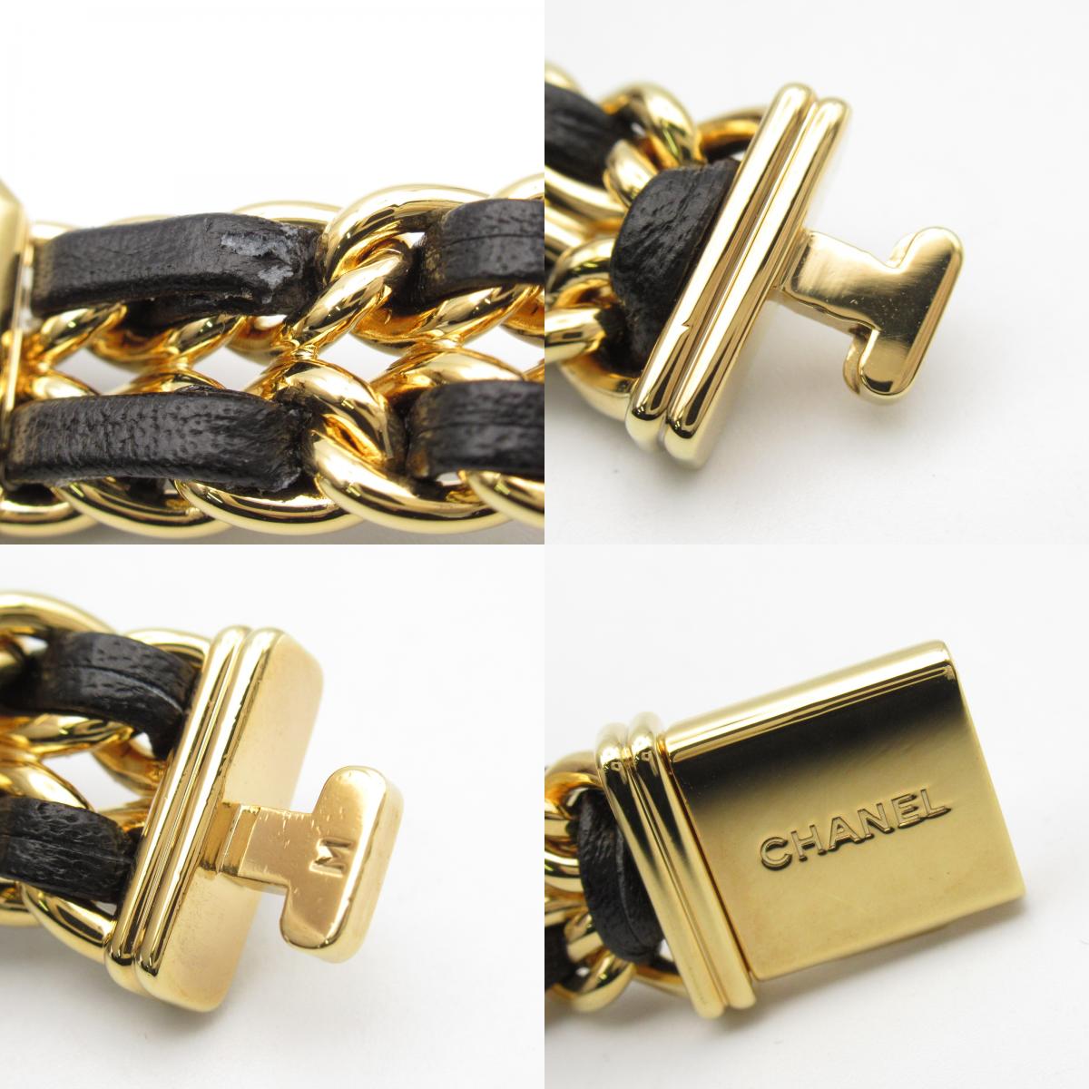 Chanel Premiere M Watch Gold Plated Leather Quartz H0001