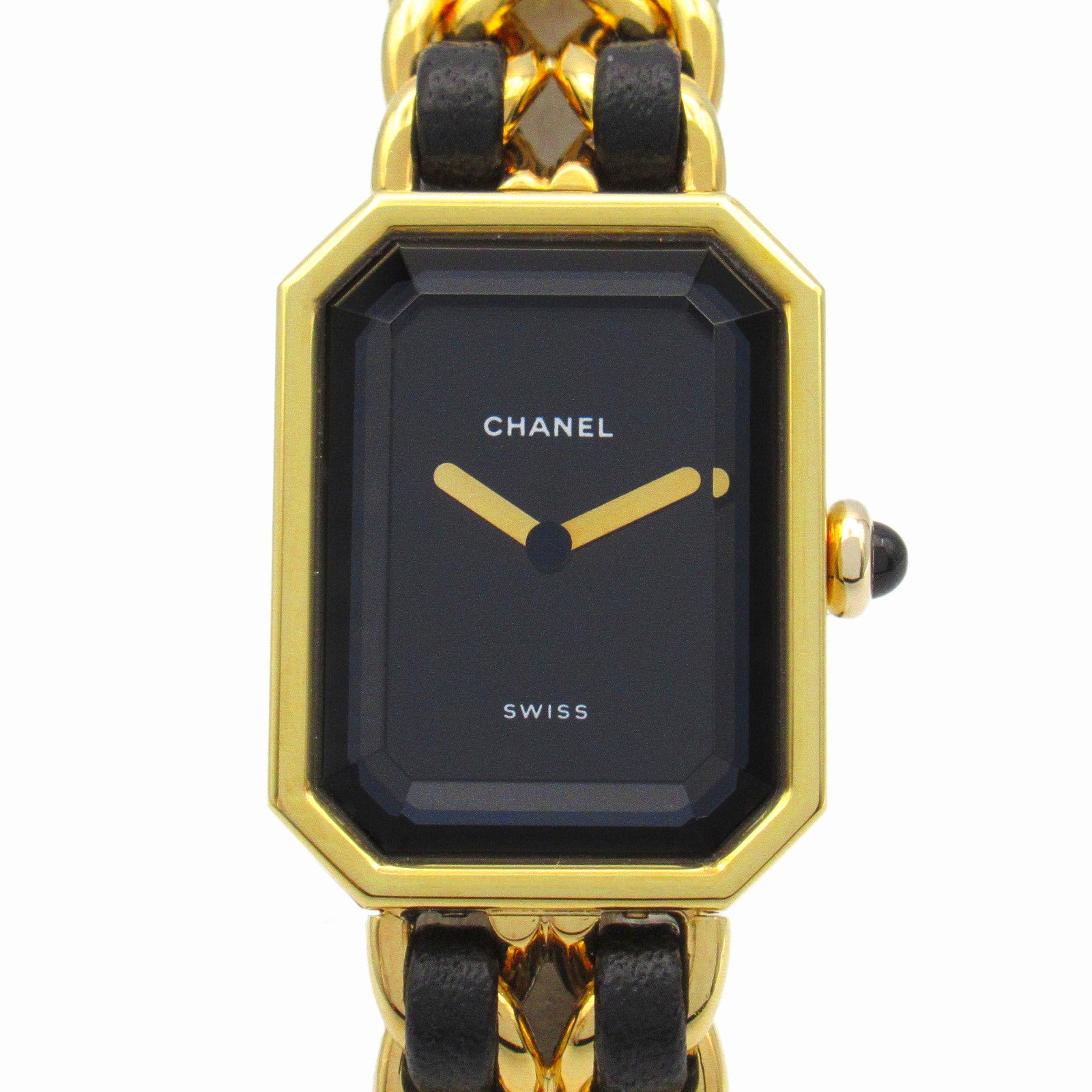 Chanel Premiere M Watch Gold Plated Leather Quartz H0001