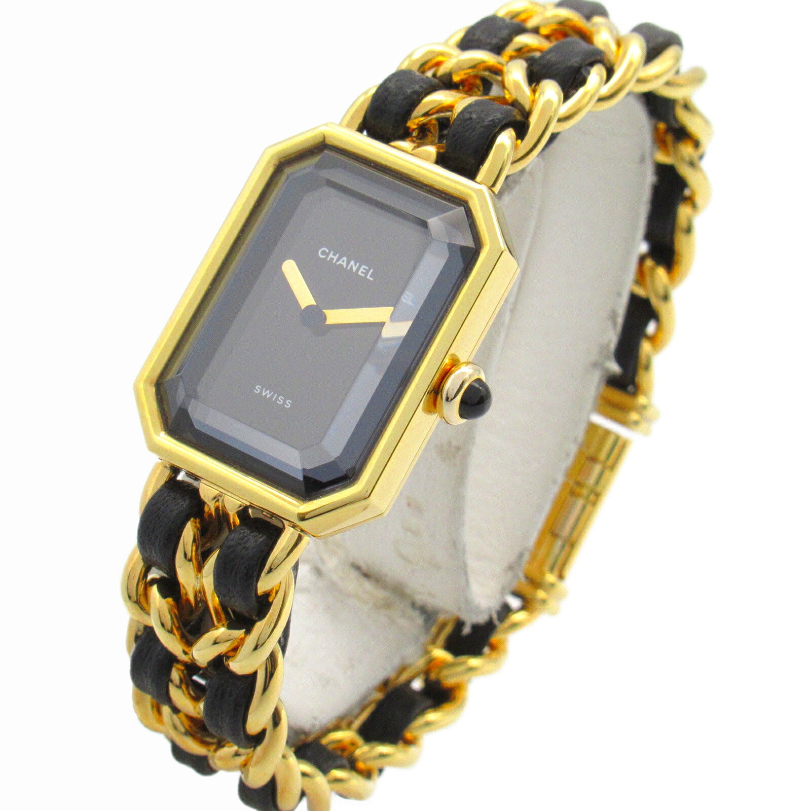 Chanel Premiere M Watch Gold Plated Leather Quartz H0001