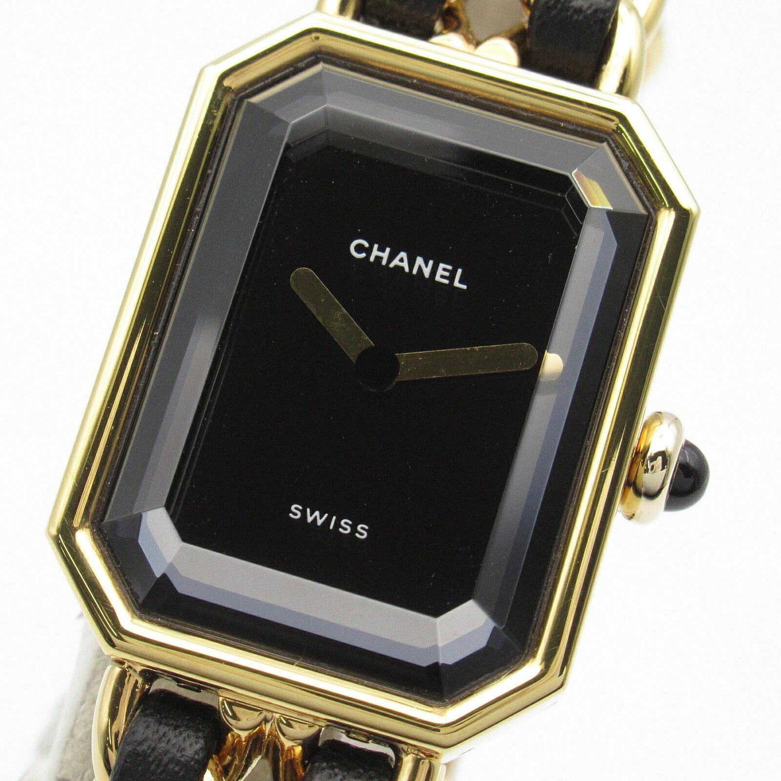 Chanel Premiere M Watch Gold Plated Leather Quartz H0001