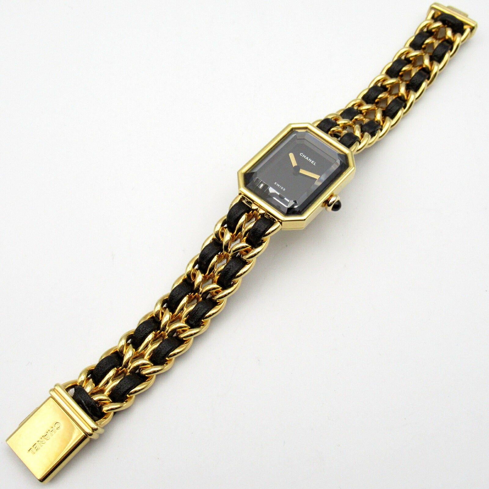 Chanel Premiere M Watch Gold Plated Leather Quartz H0001