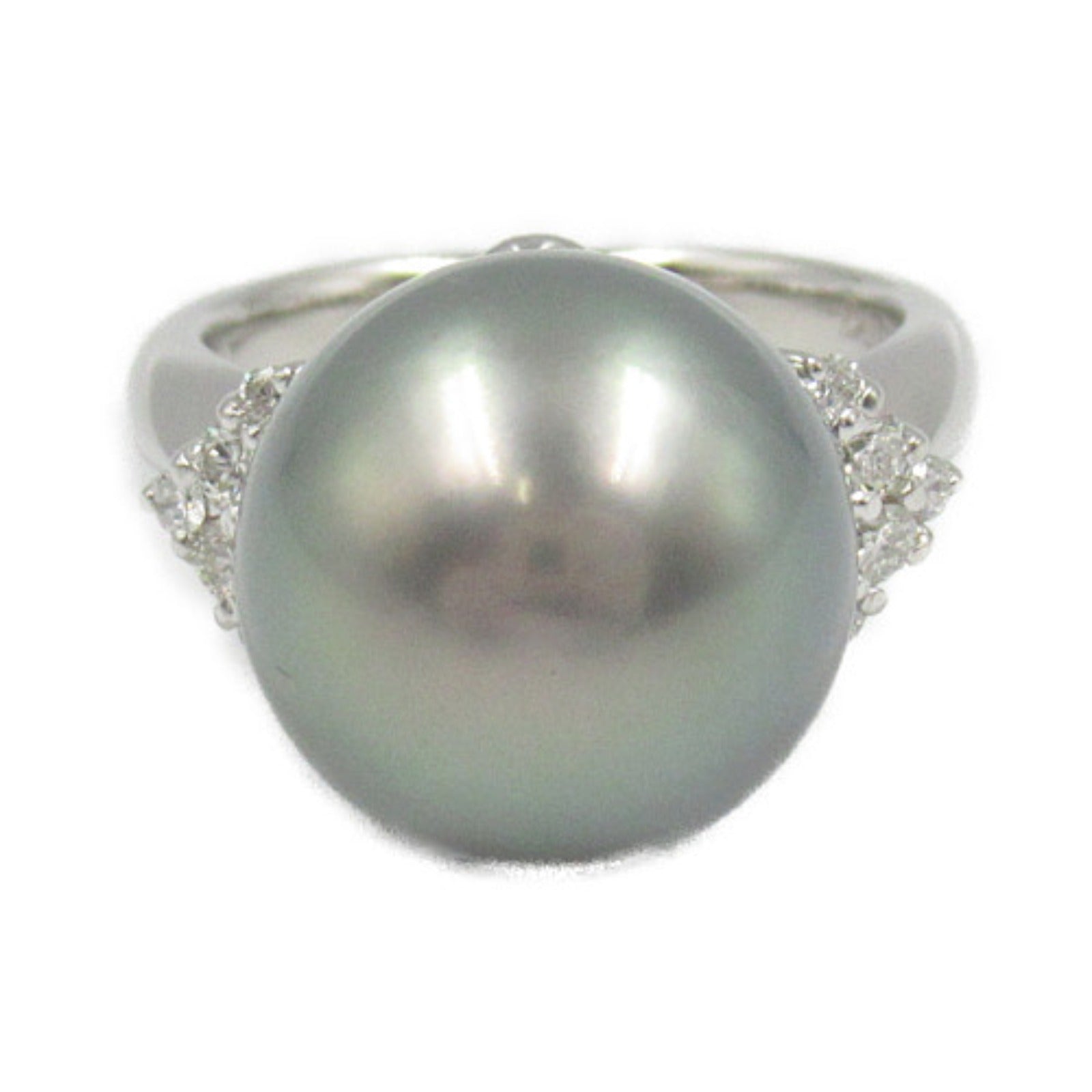 Platinum Diamond Black Pearl Ring