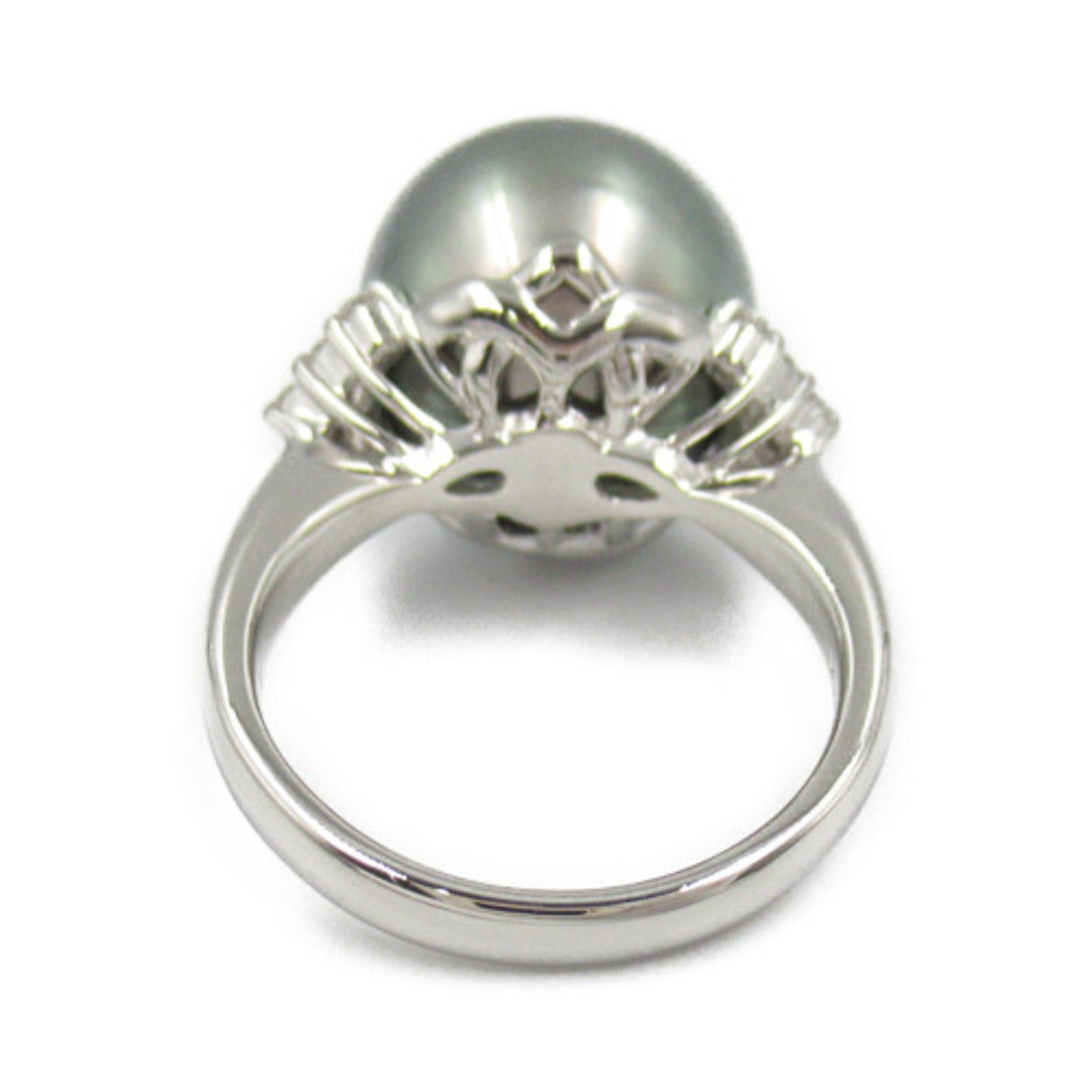 Platinum Diamond Black Pearl Ring