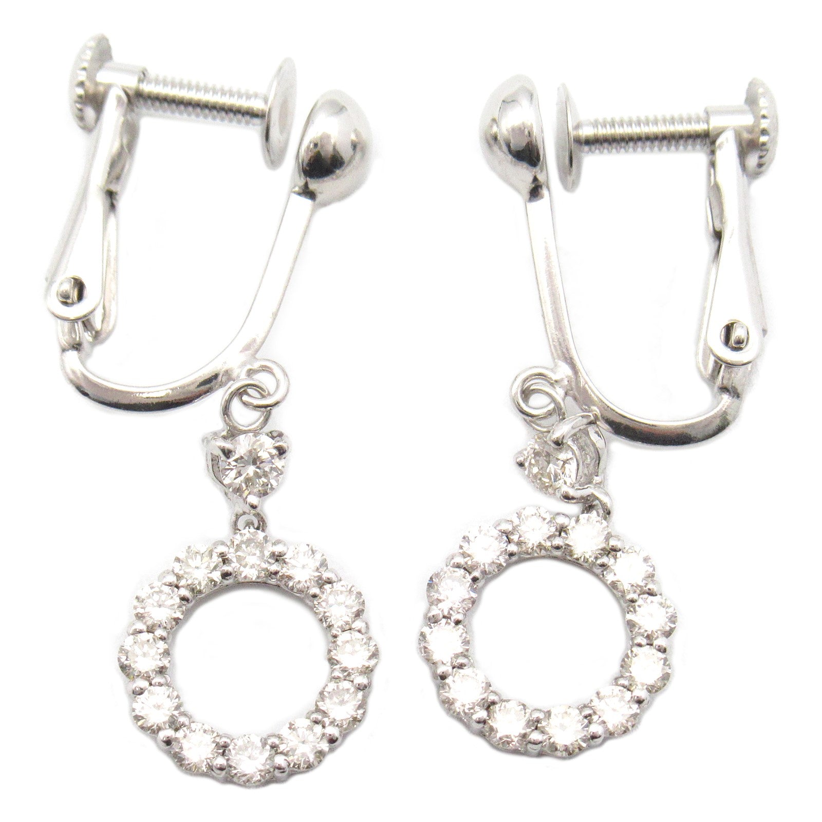 K18WG White Gold Diamond Earrings