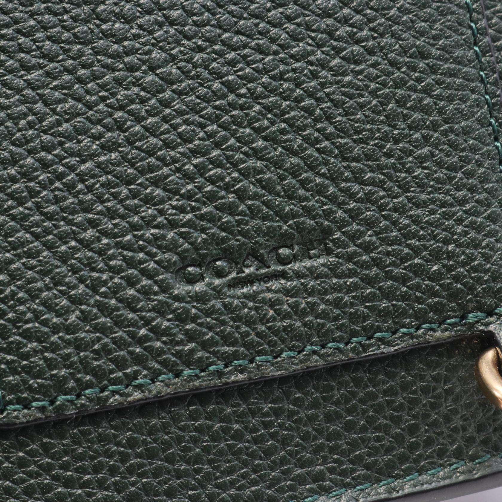 Coach Leather Phone Holder Shoulder Bag Green