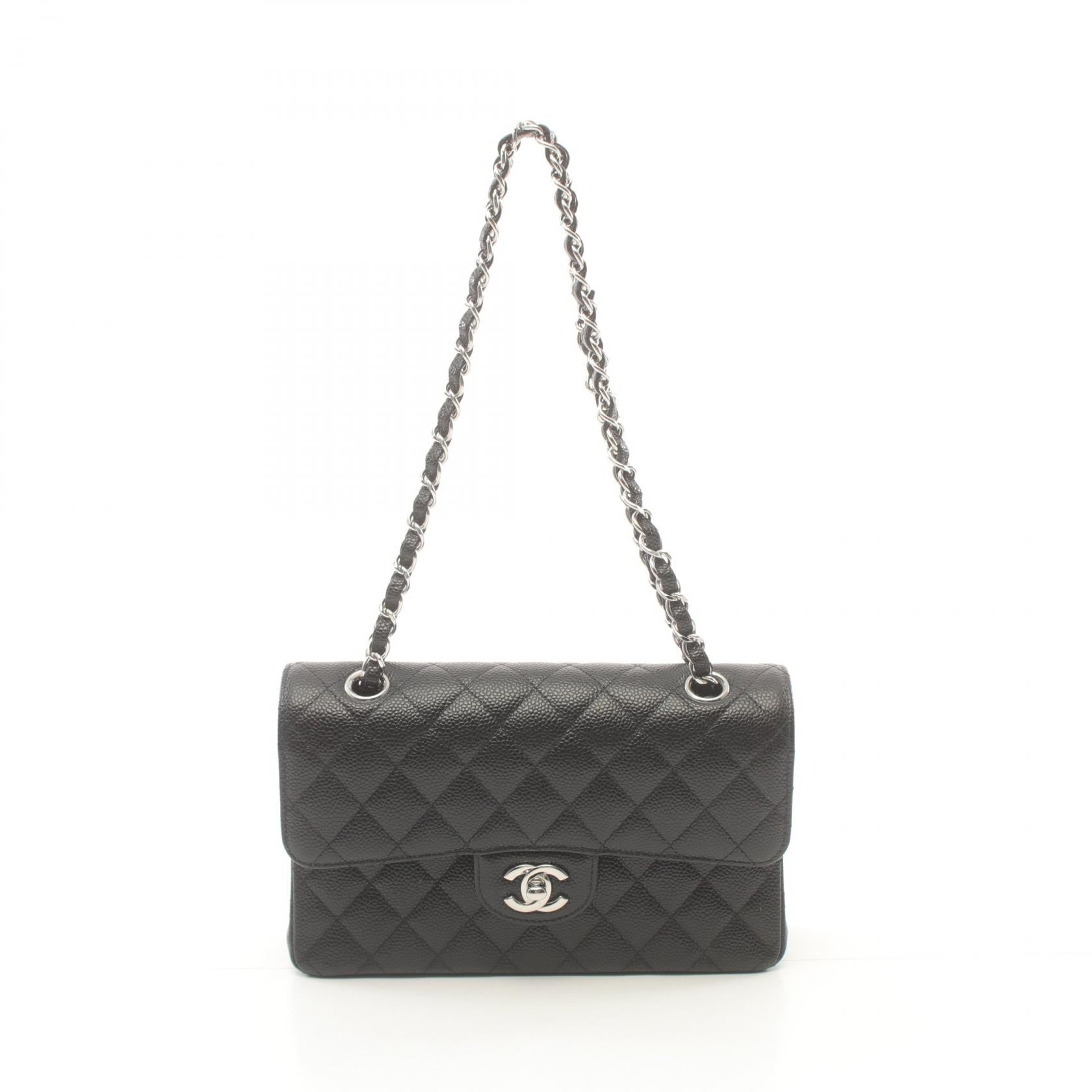 Chanel Caviar Skin Matelasse W Flap Shoulder Bag