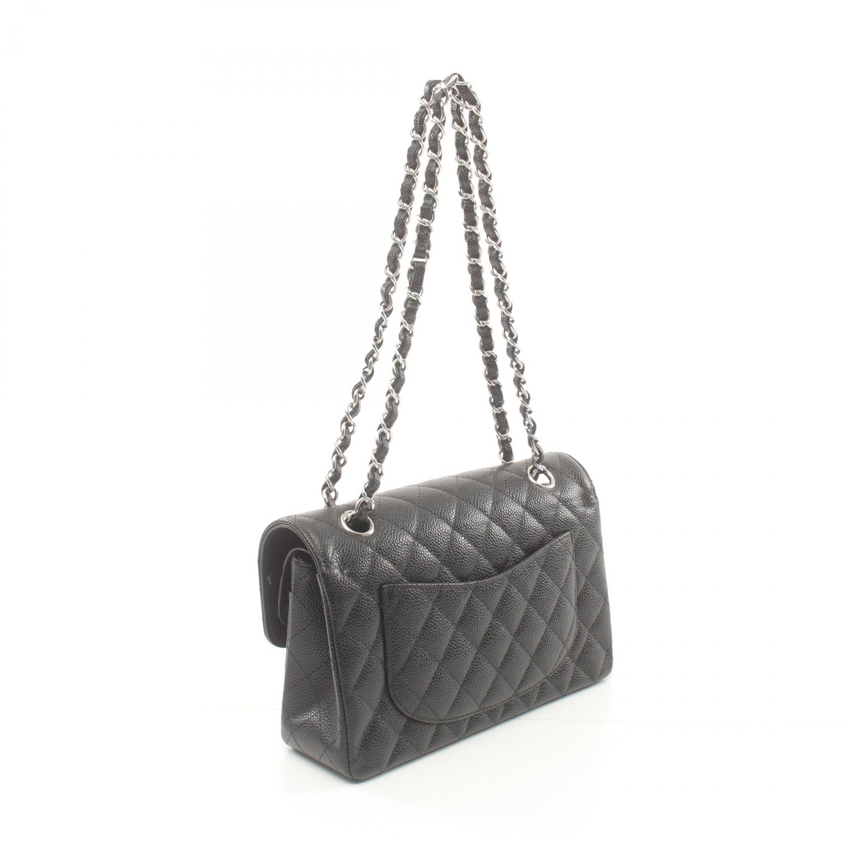 Chanel Caviar Skin Matelasse W Flap Shoulder Bag