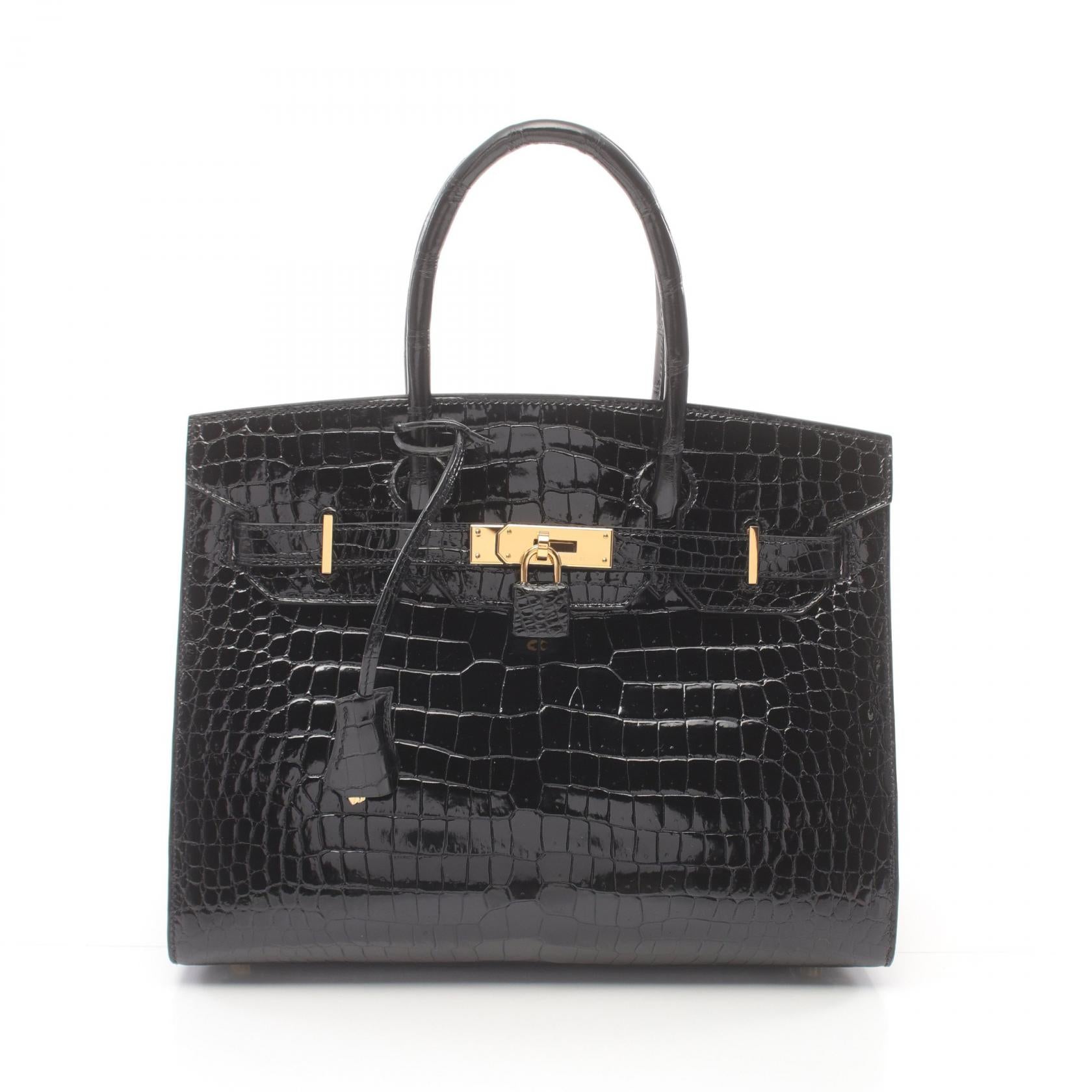 Hermes Birkin 30 Exotic Leather Handbag Black