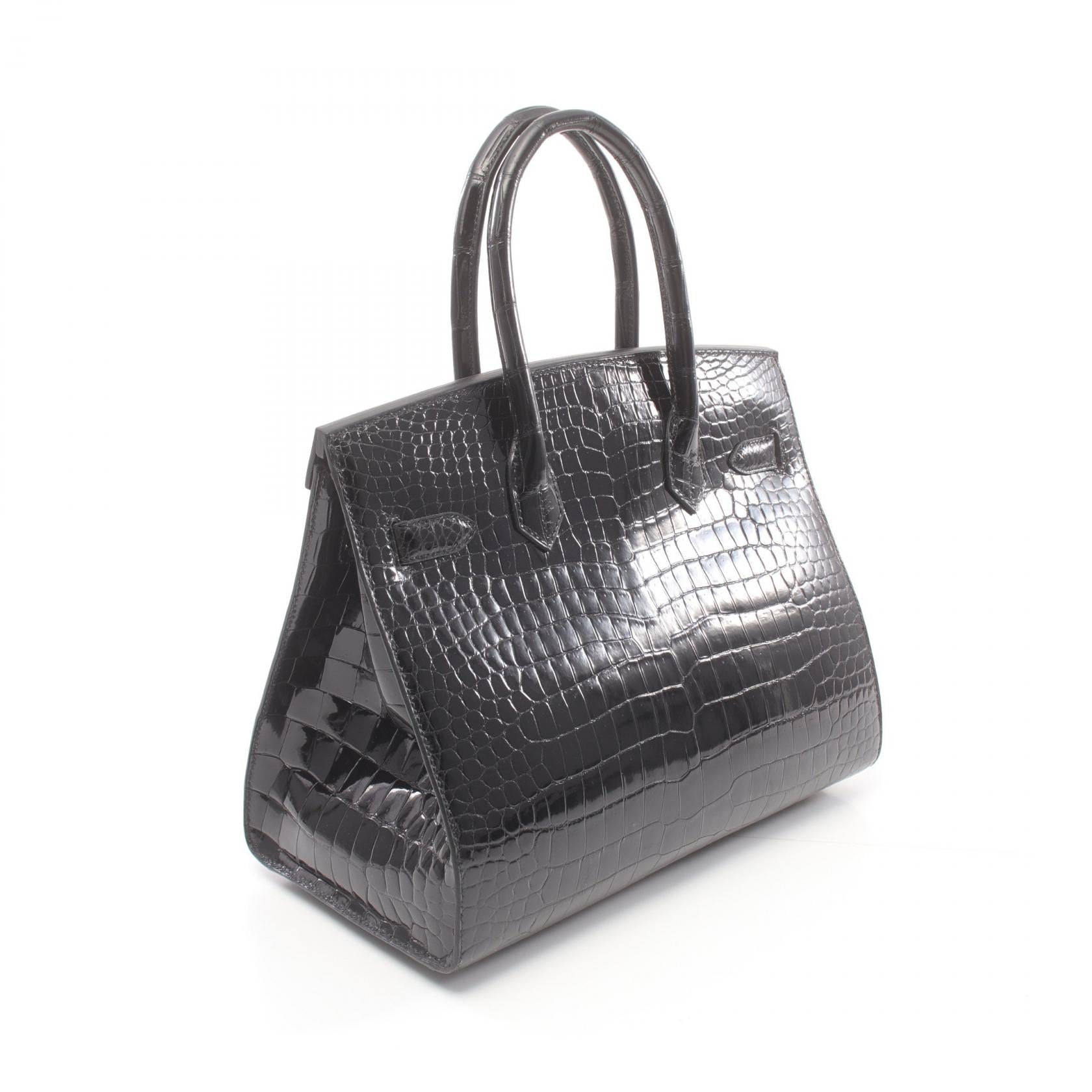 Hermes Birkin 30 Exotic Leather Handbag Black