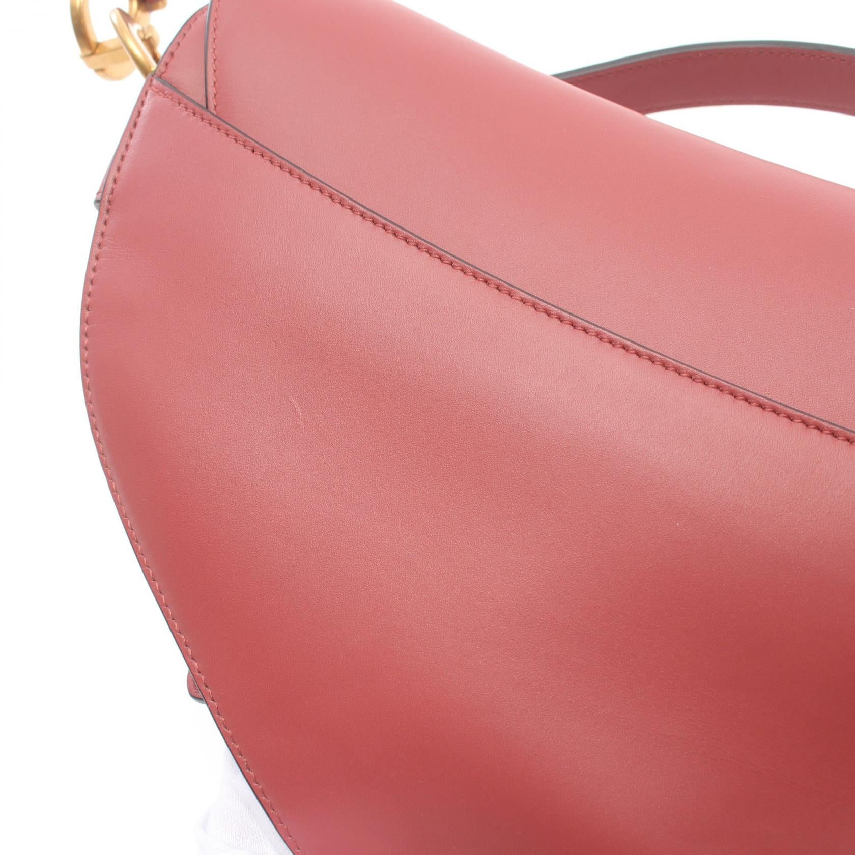 Dior Leather Saddle Handbag Red