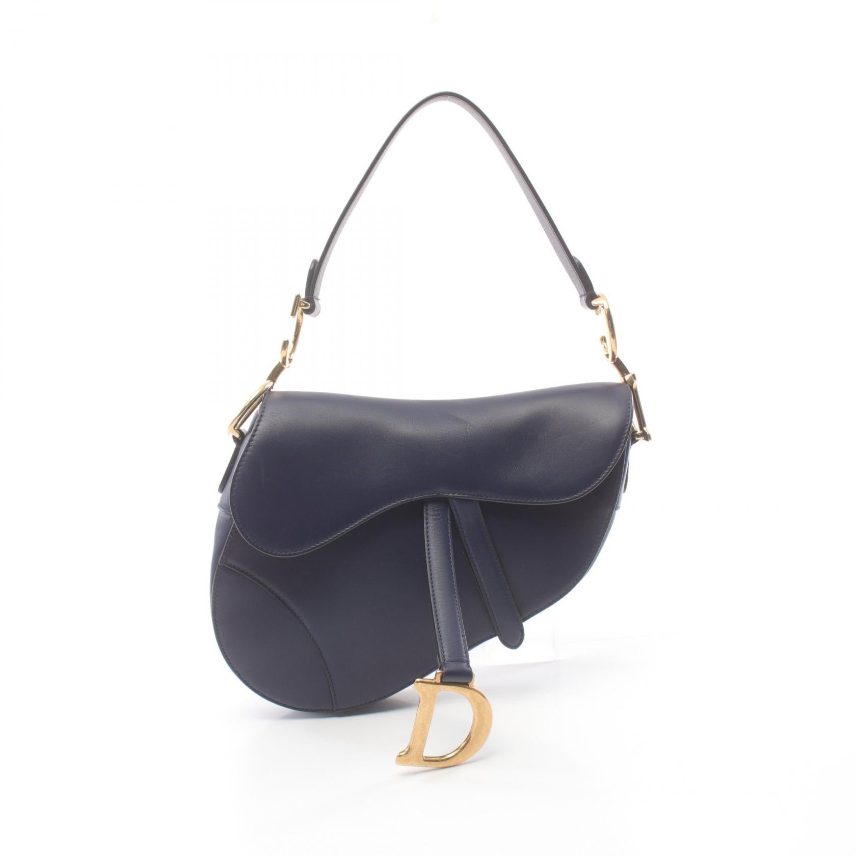 Dior Leather Saddle Handbag Navy