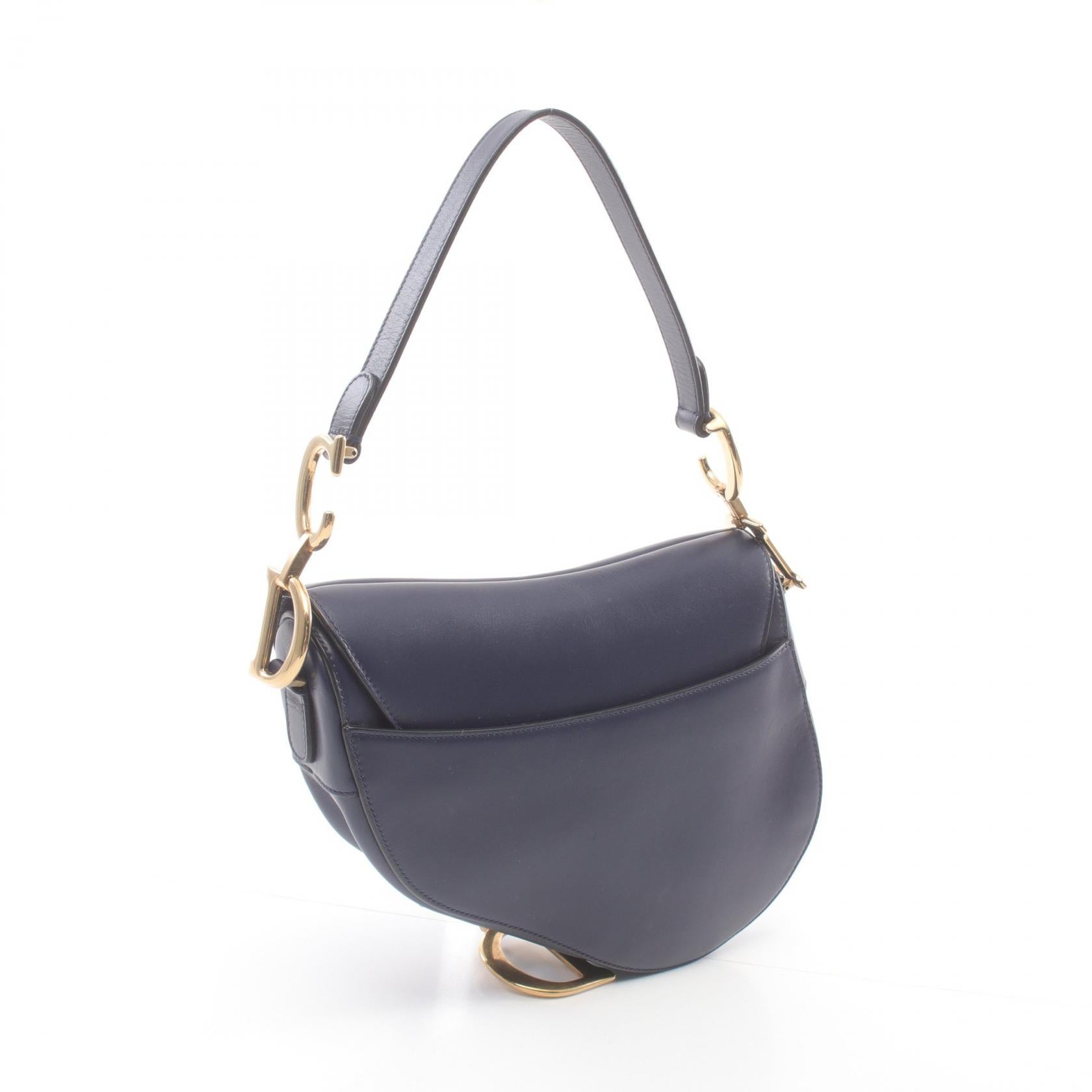 Dior Leather Saddle Handbag Navy