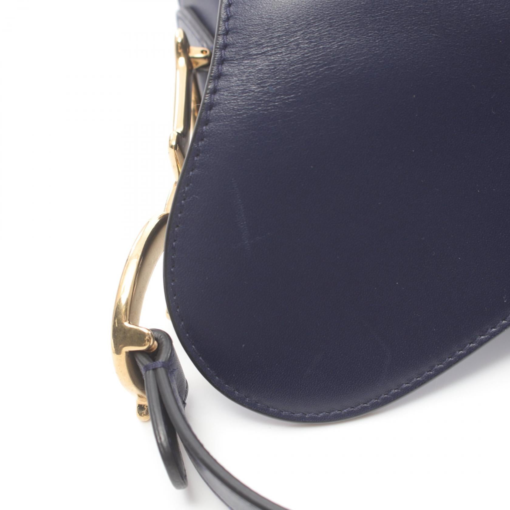 Dior Leather Saddle Handbag Navy