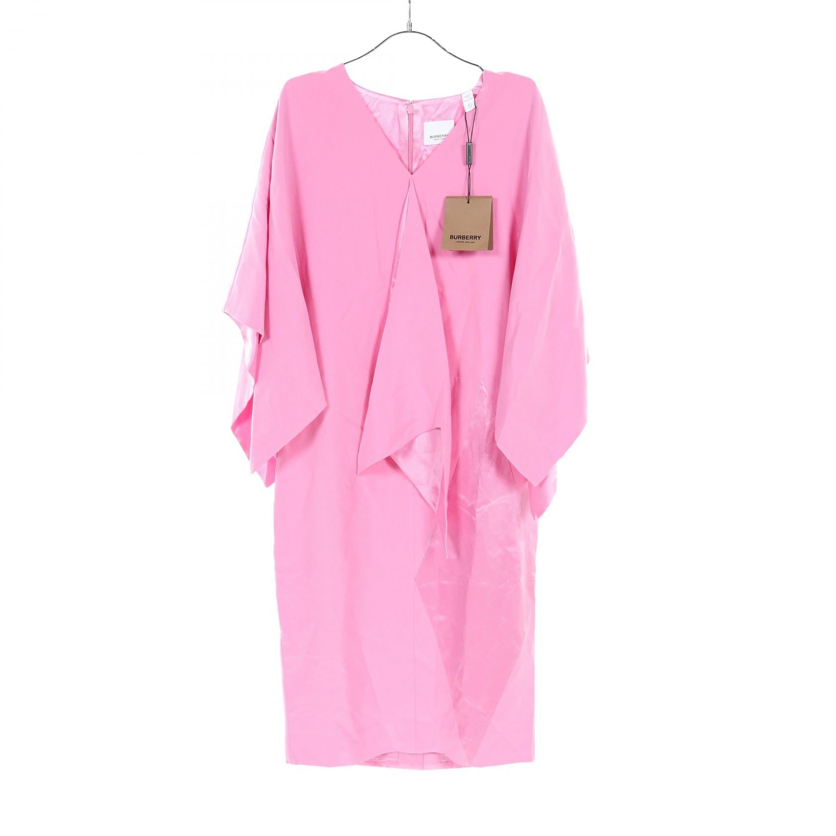 Burberry Silk Cape Sleeve Dress Pink