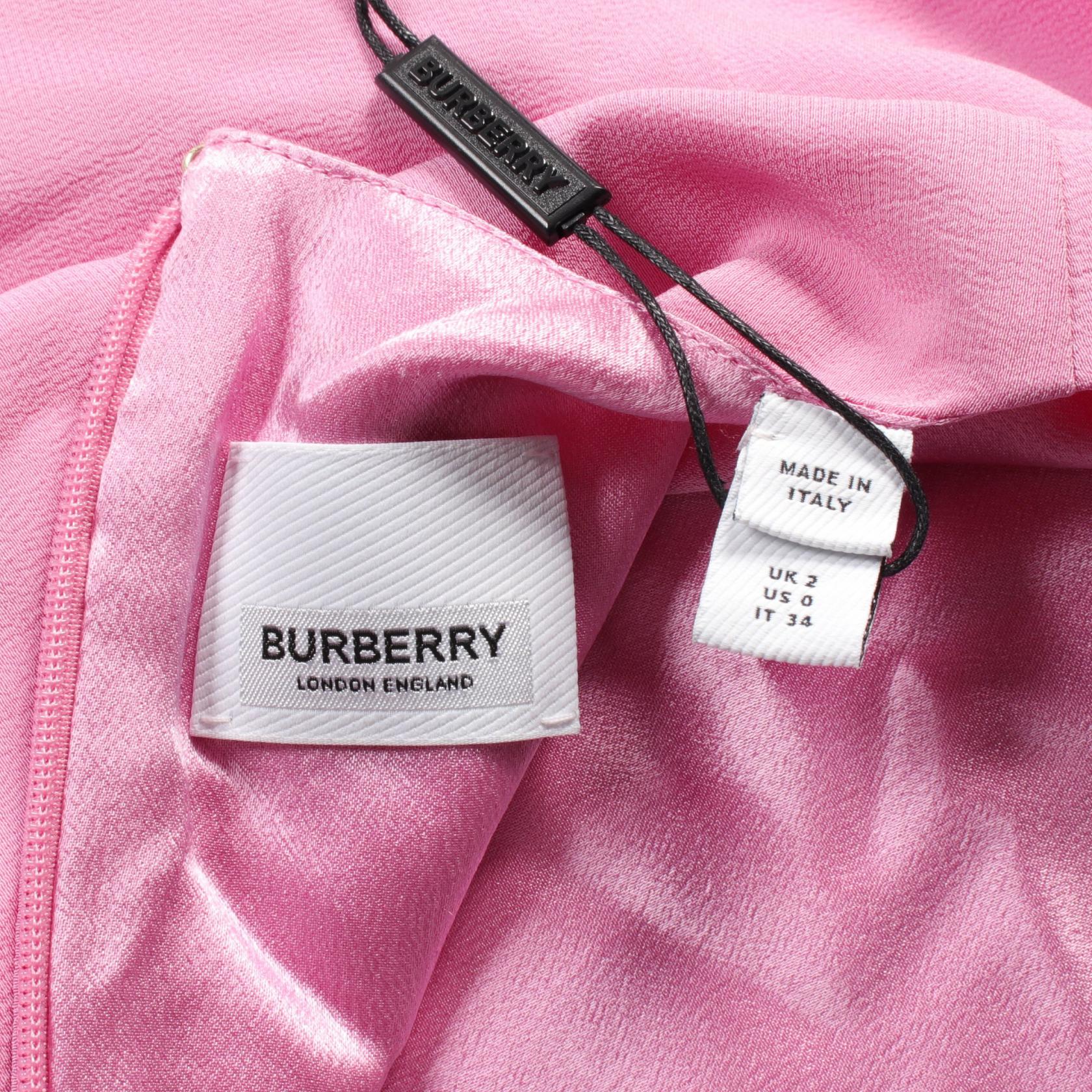 Burberry Silk Cape Sleeve Dress Pink