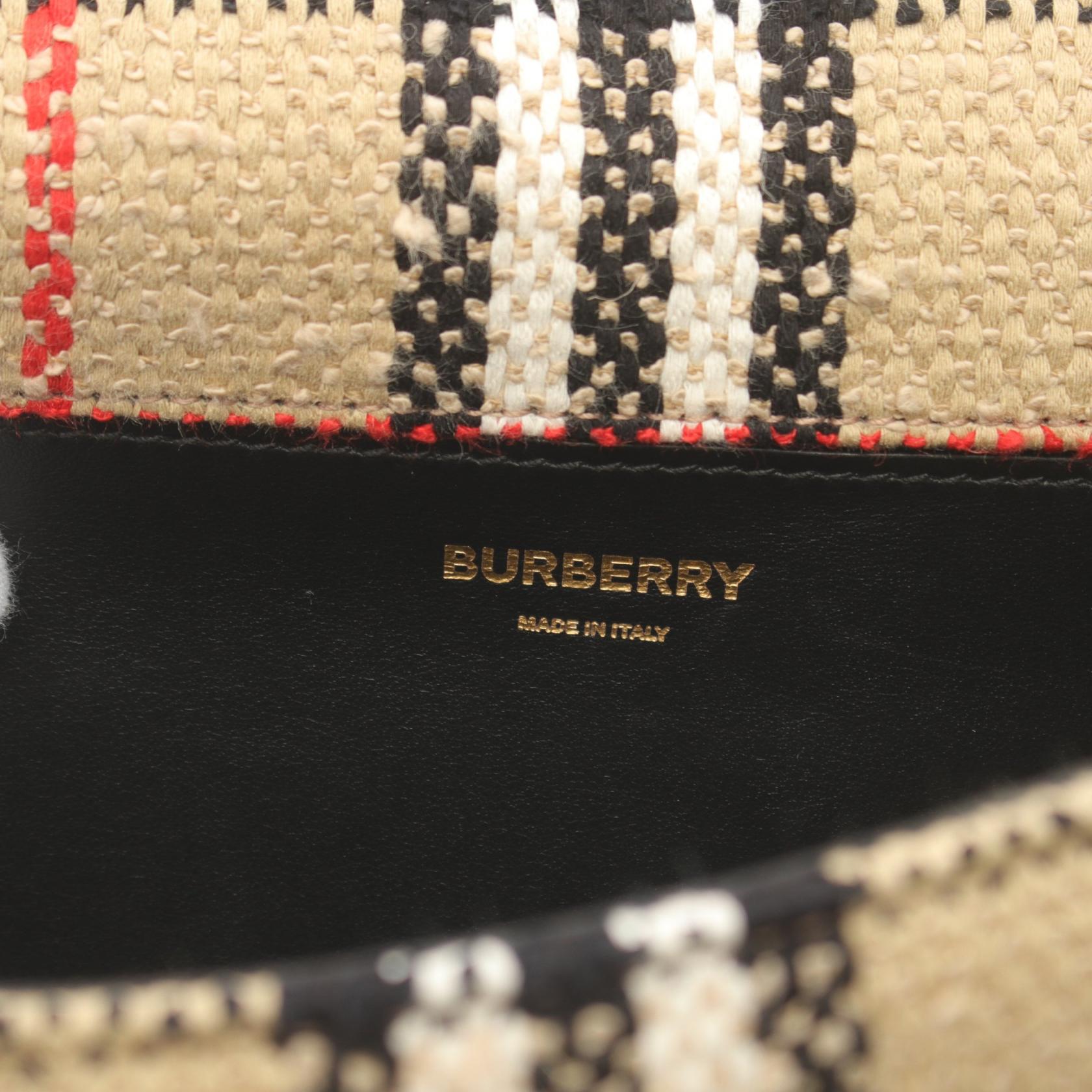 Burberry Lola Vintage Check Canvas Leather Shoulder Bag